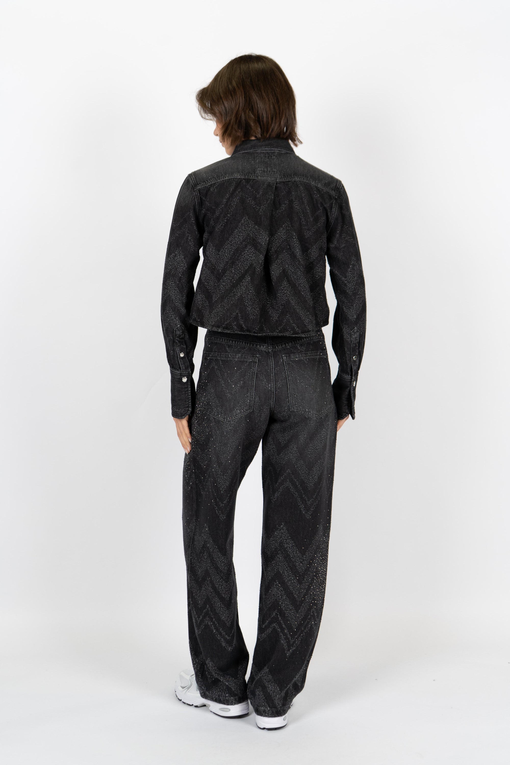 Giacca corta regular fit in denim con cristalli 50548445 002 BOSS 