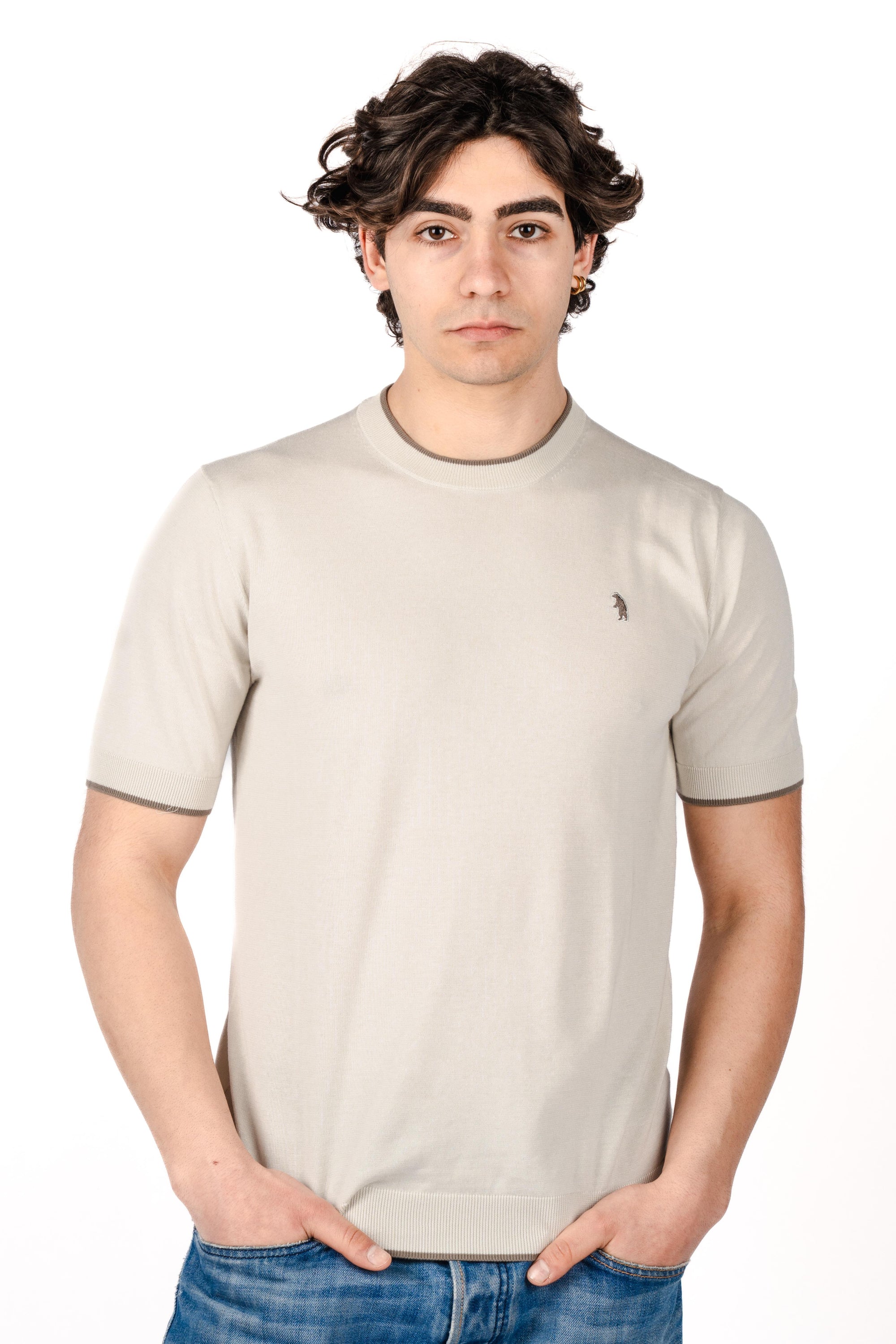 T-shirt con dettagli a contrasto R4064M261 CHALK REFRIGUE 
