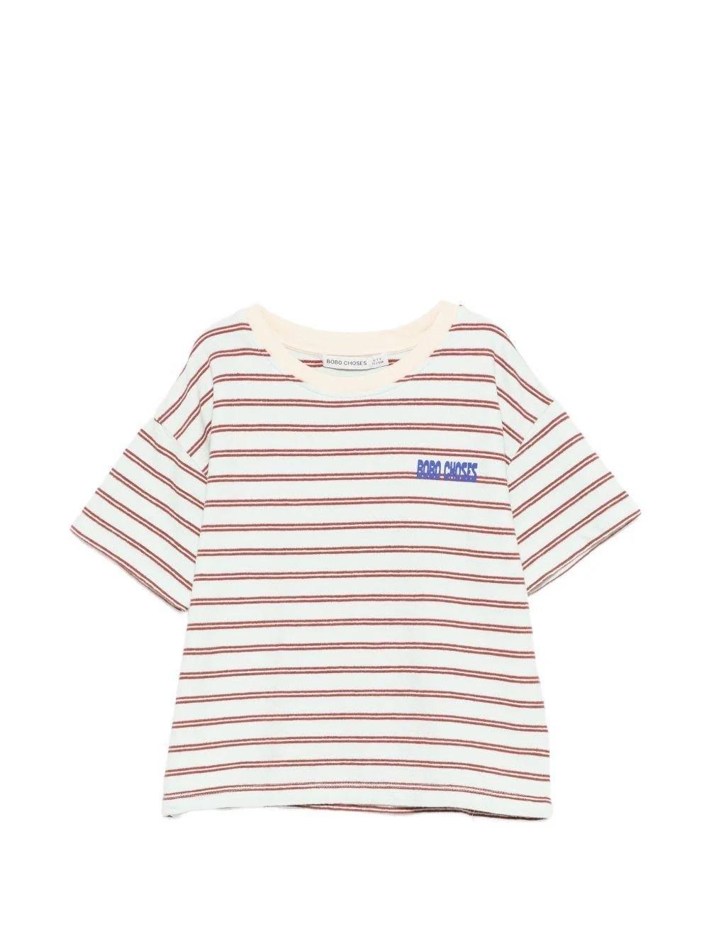 T-shirt multicolore con design a righe B126AC013 451 BOBO CHOSES 