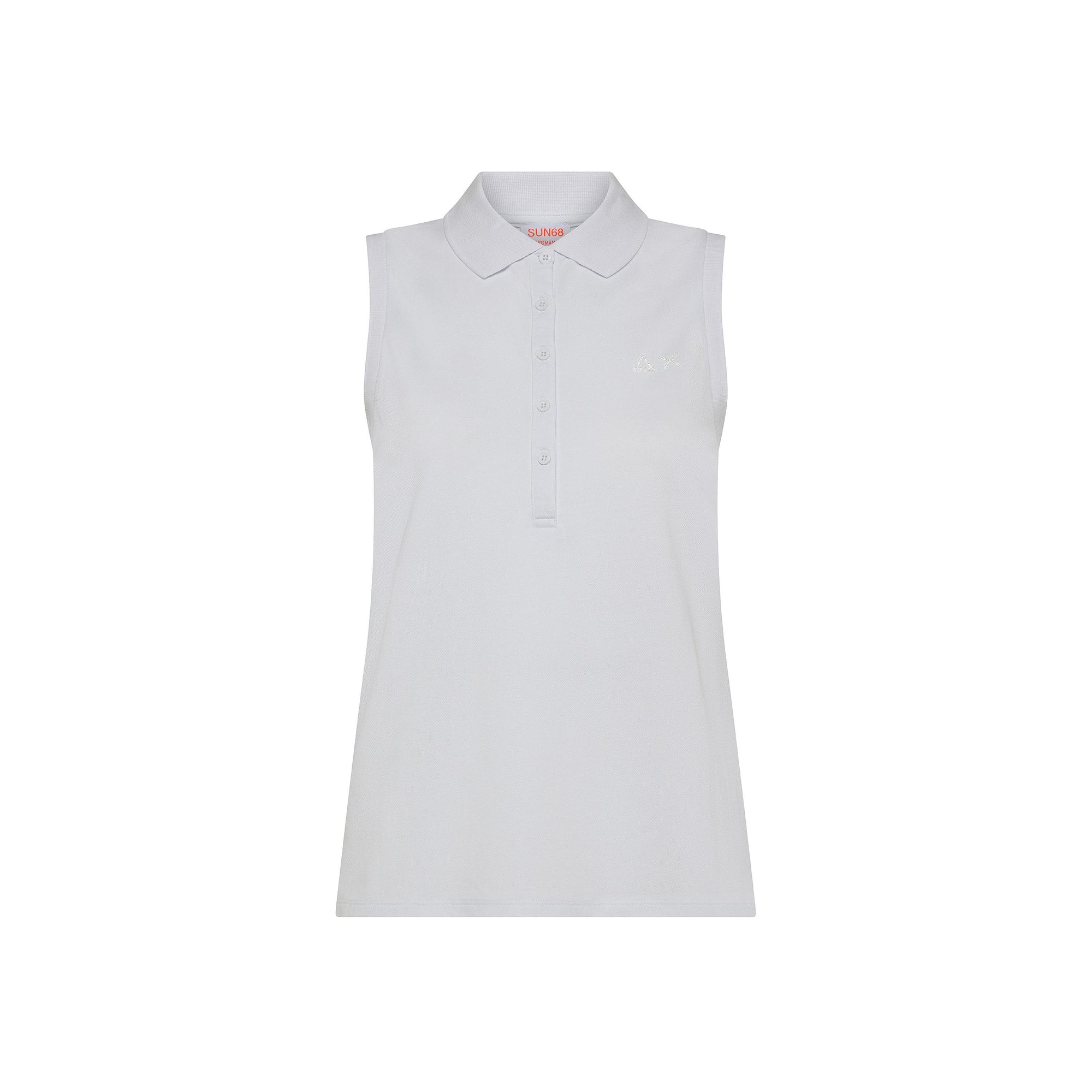 Polo in piquet con logo in strass A35203 01 SUN68 