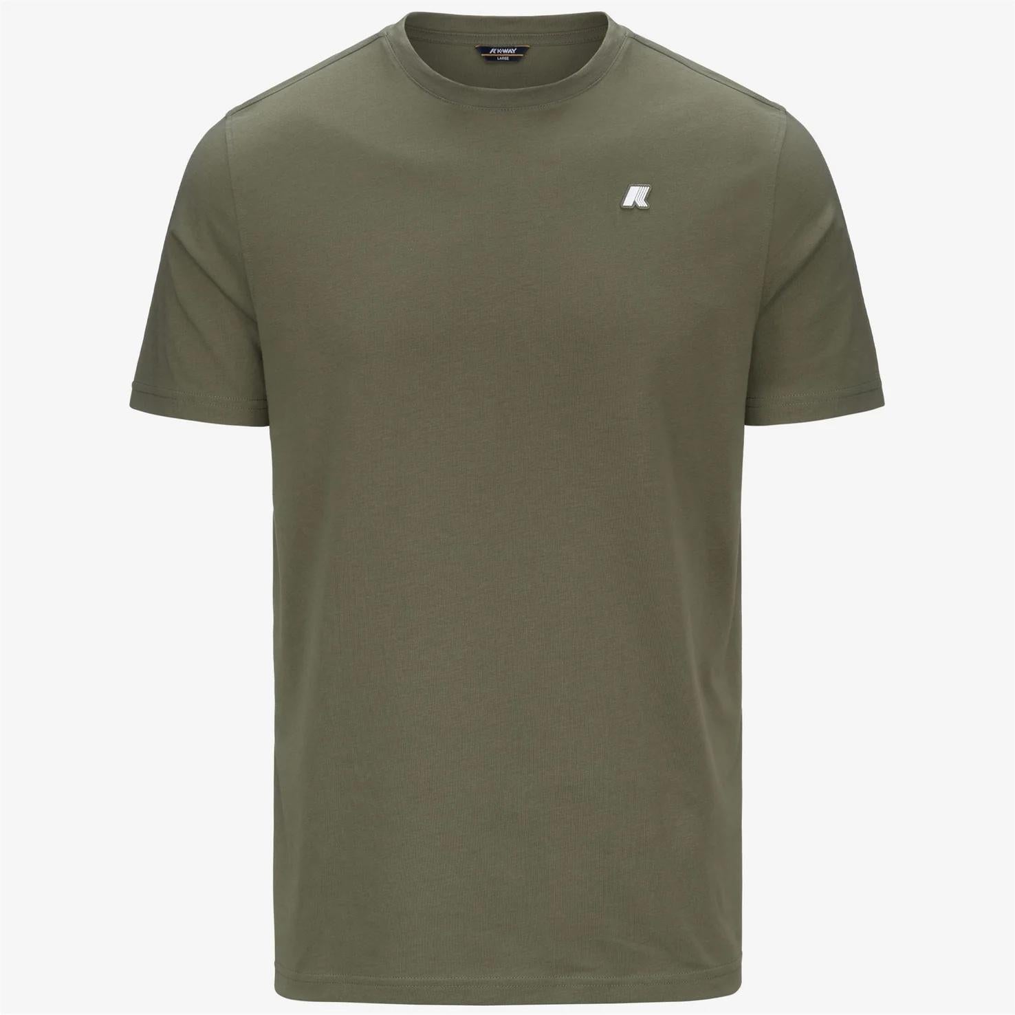 T-Shirt in Cotone Slim Fit Uomo Verde Lichene K7125UW V15 K-WAY 
