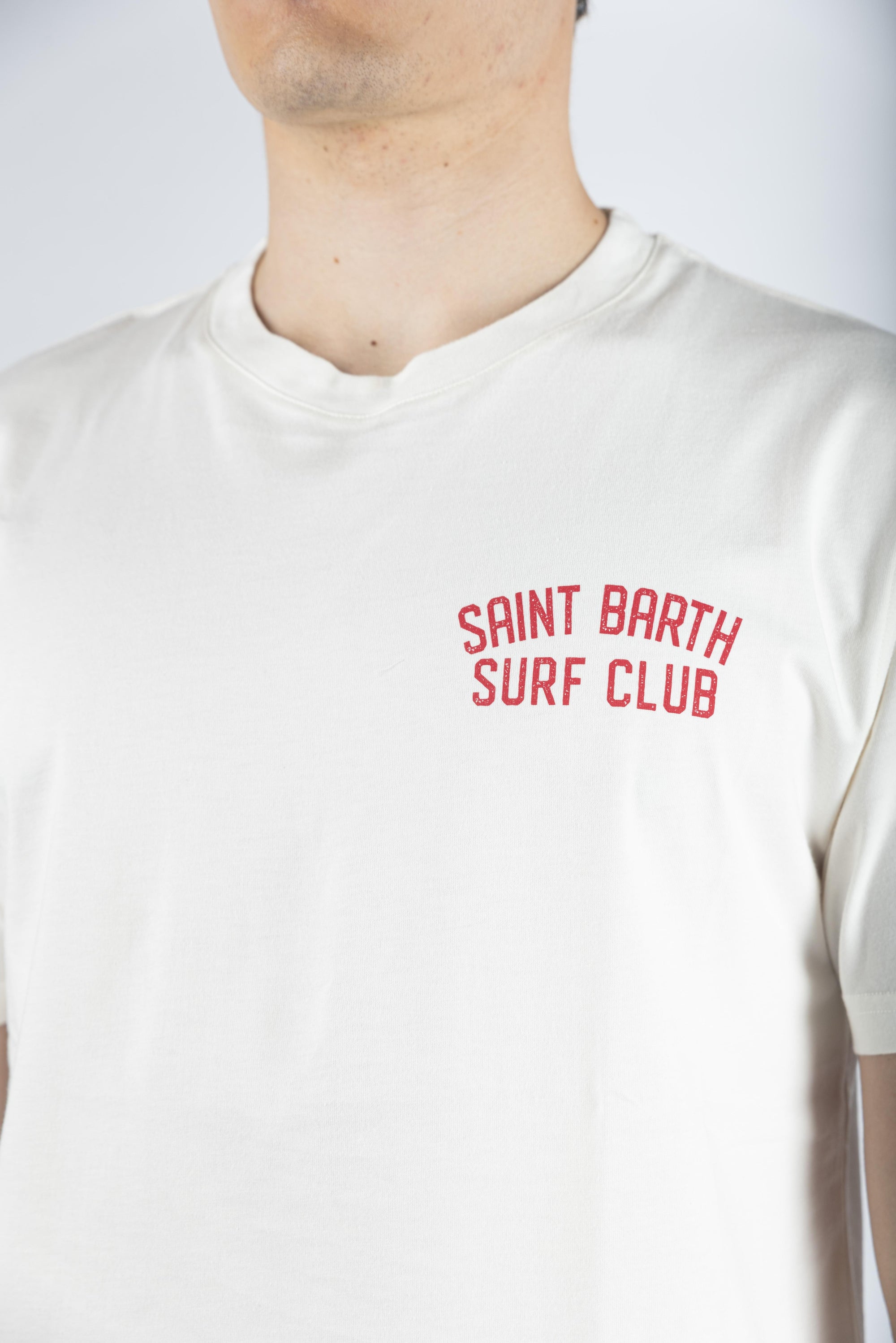 T-shirt in cotone con ricamo Saint Barth Surf Club bianco Special Edition TSHM001 02577H MC2 SAINT BARTH 