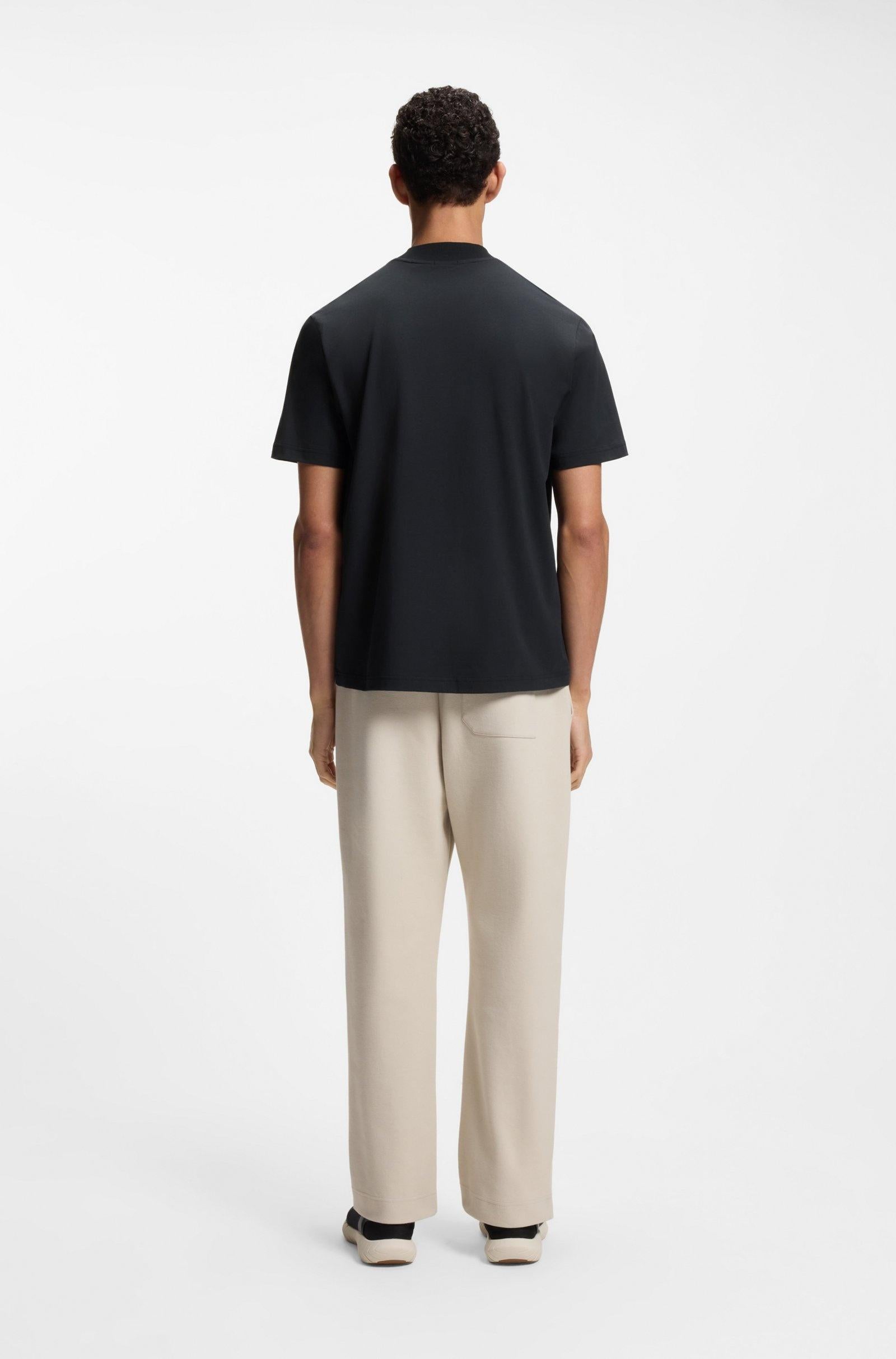 Logo-collar T-shirt in stretch cotton 50555527 402 BOSS 