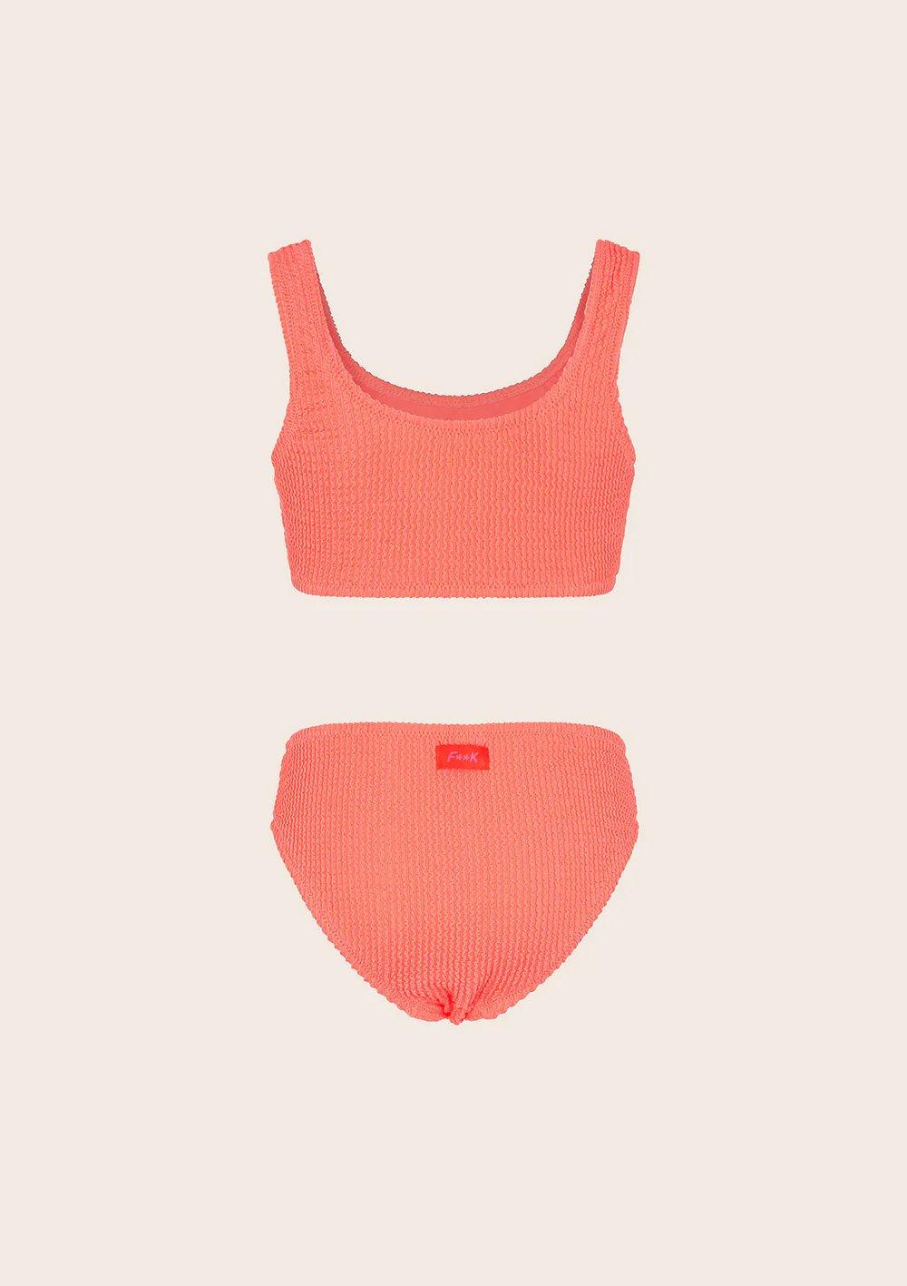 Bikini Bambina Top con Slip Fisso Corallo fluo G1L02UF FC F**K 