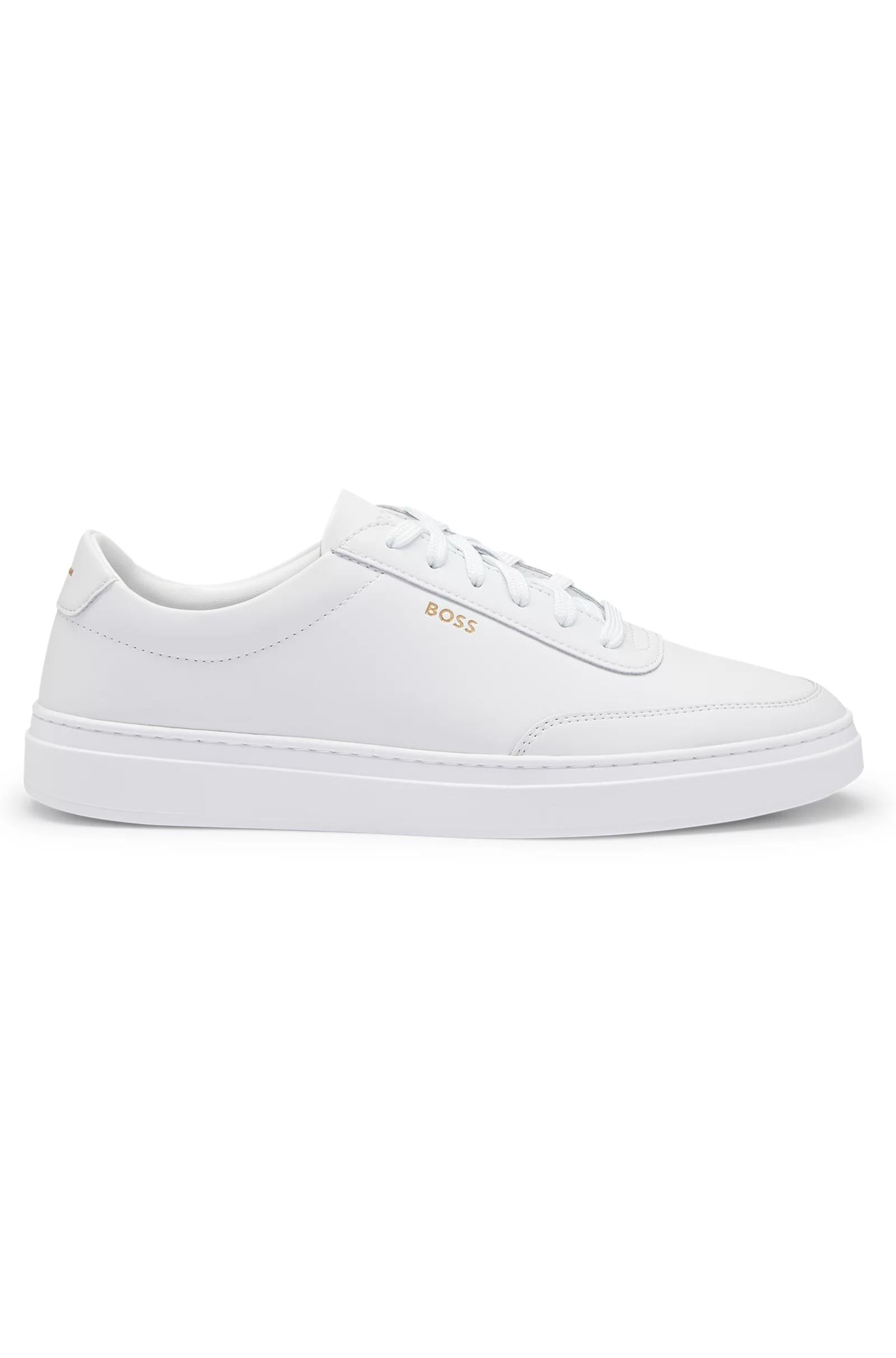 Sneakers in pelle rivestita con logo color oro 50536504 100 BOSS SHOES 
