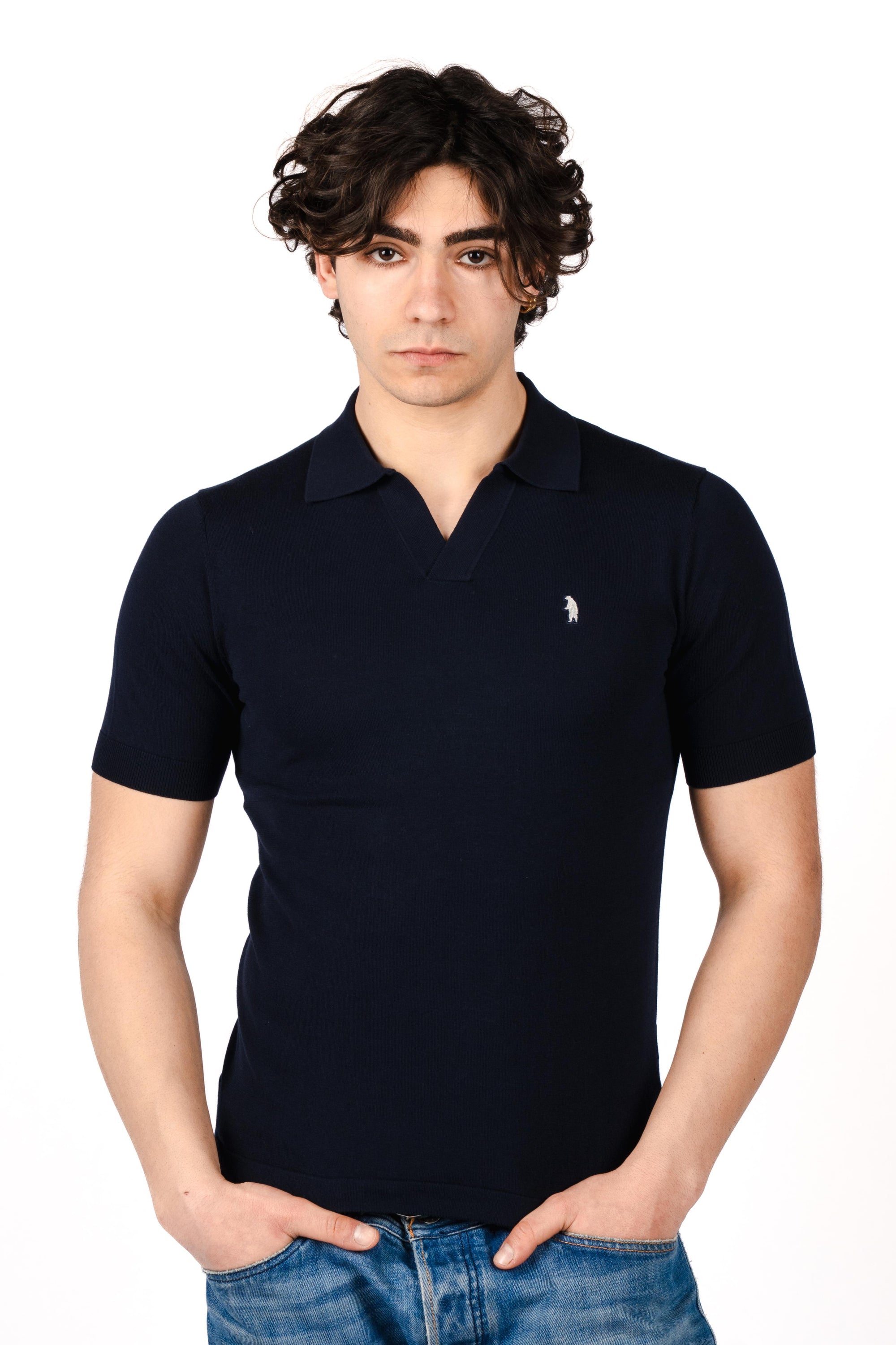 Polo knit v neck R5009M261 NAVY REFRIGUE 