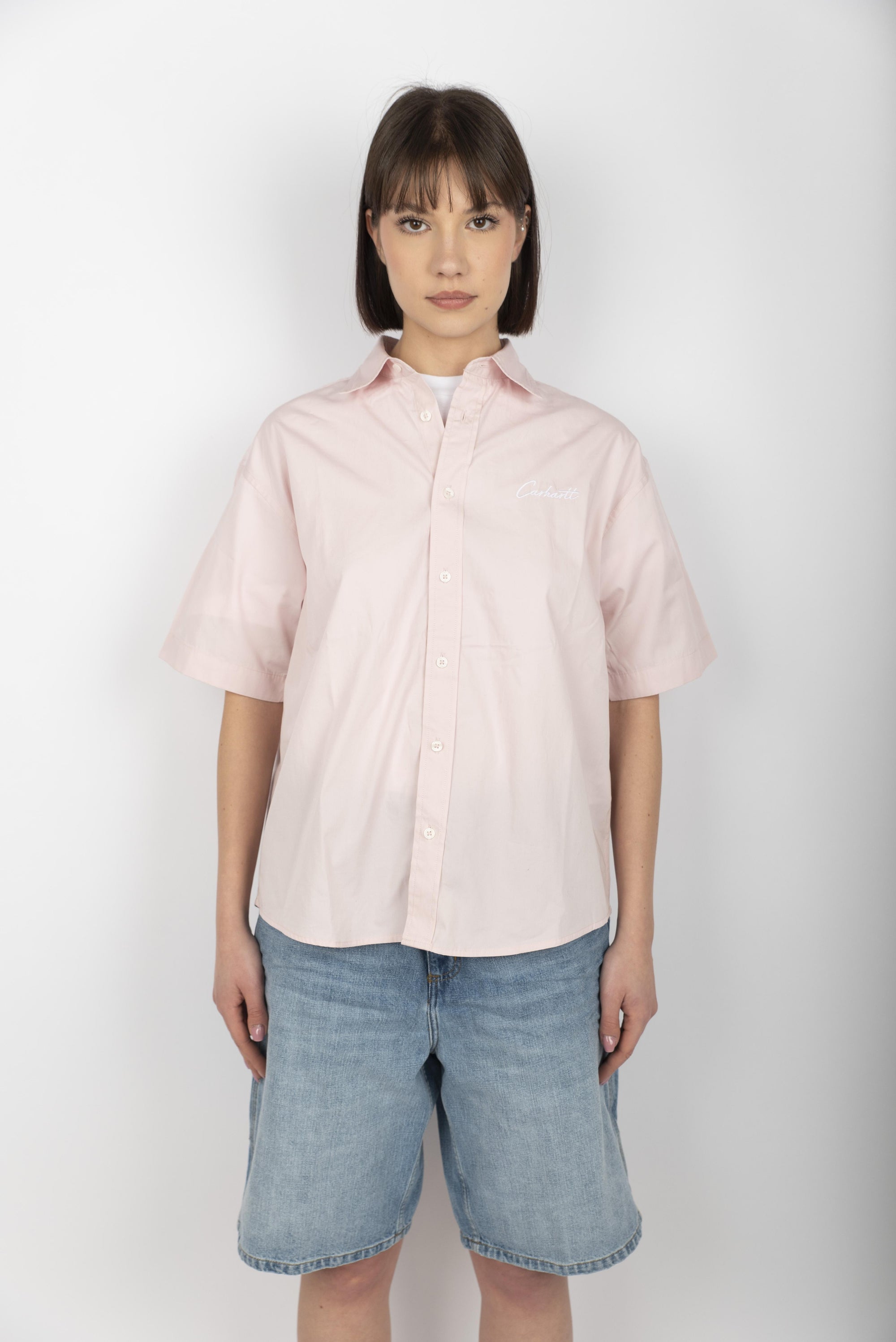 Camicia Women's S/S Jaxon Shirt air pink white  I033080 2QDXX CARHARTT WIP 