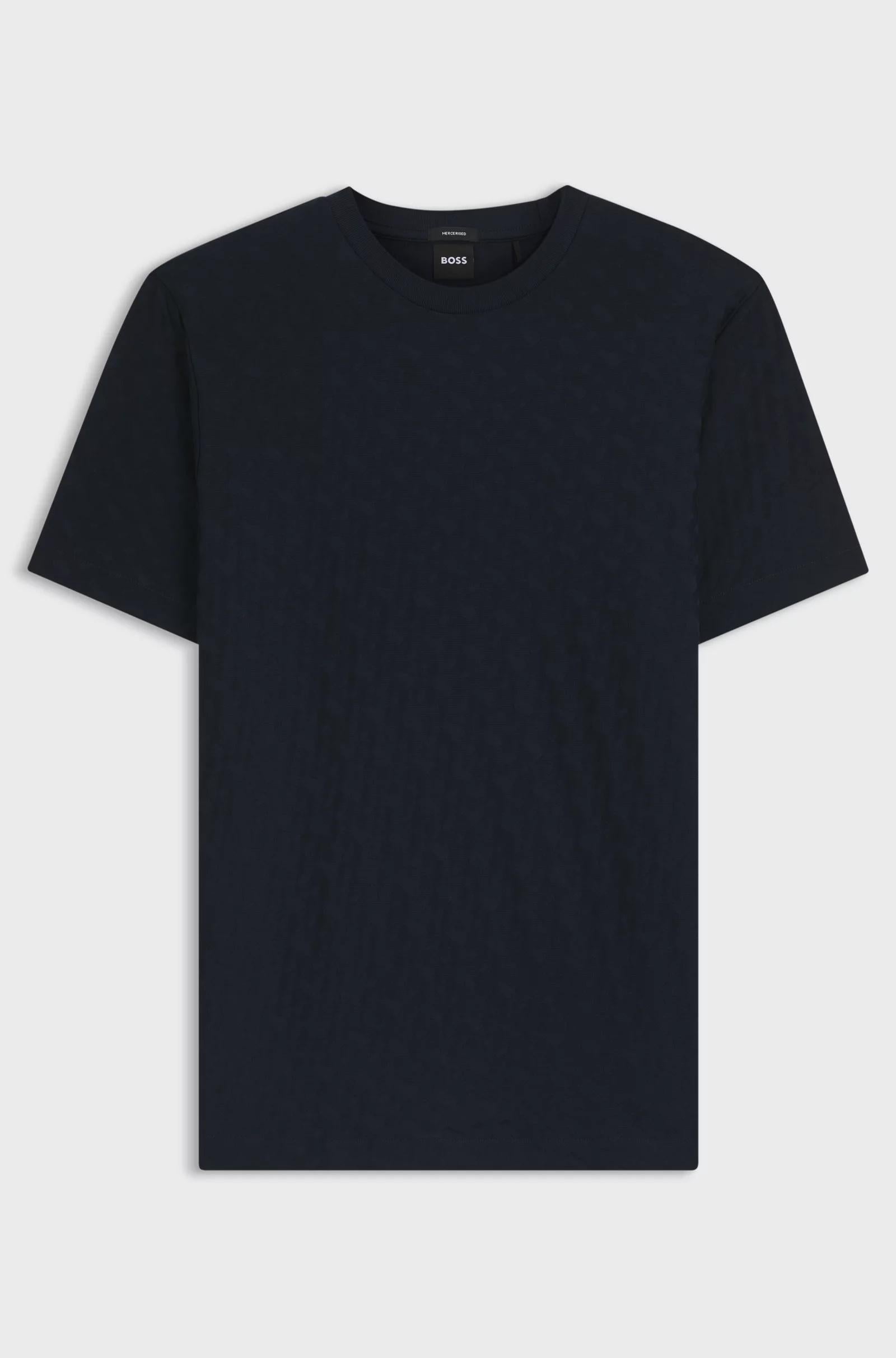 T-shirt in cotone mercerizzato con monogrammi jacquard 50537131 404 BOSS 