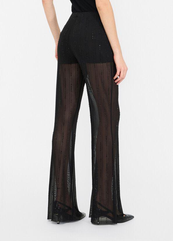 Pantaloni in tulle con strass CF5053J4966 22222 LIU JO BLACK 