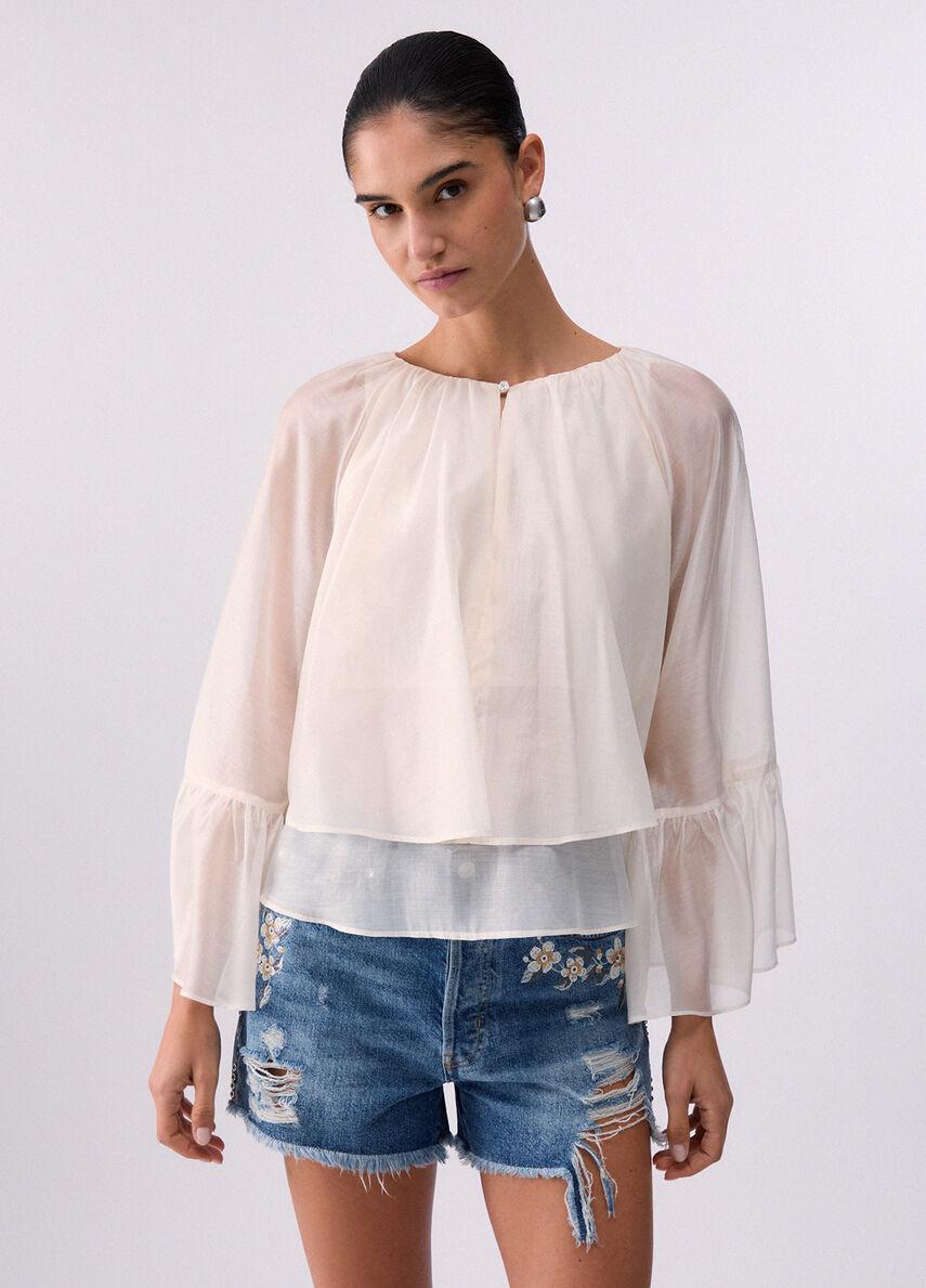 Blusa in mussola WA6400T435A 10605 LIU JO WHITE1 