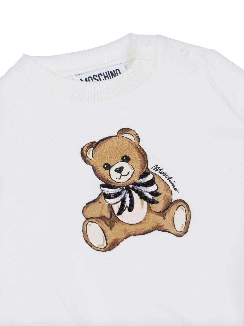 Felpa per neonata con motivo Teddy Bear MFF02KLDA16 10063 MOSCHINO BABY 