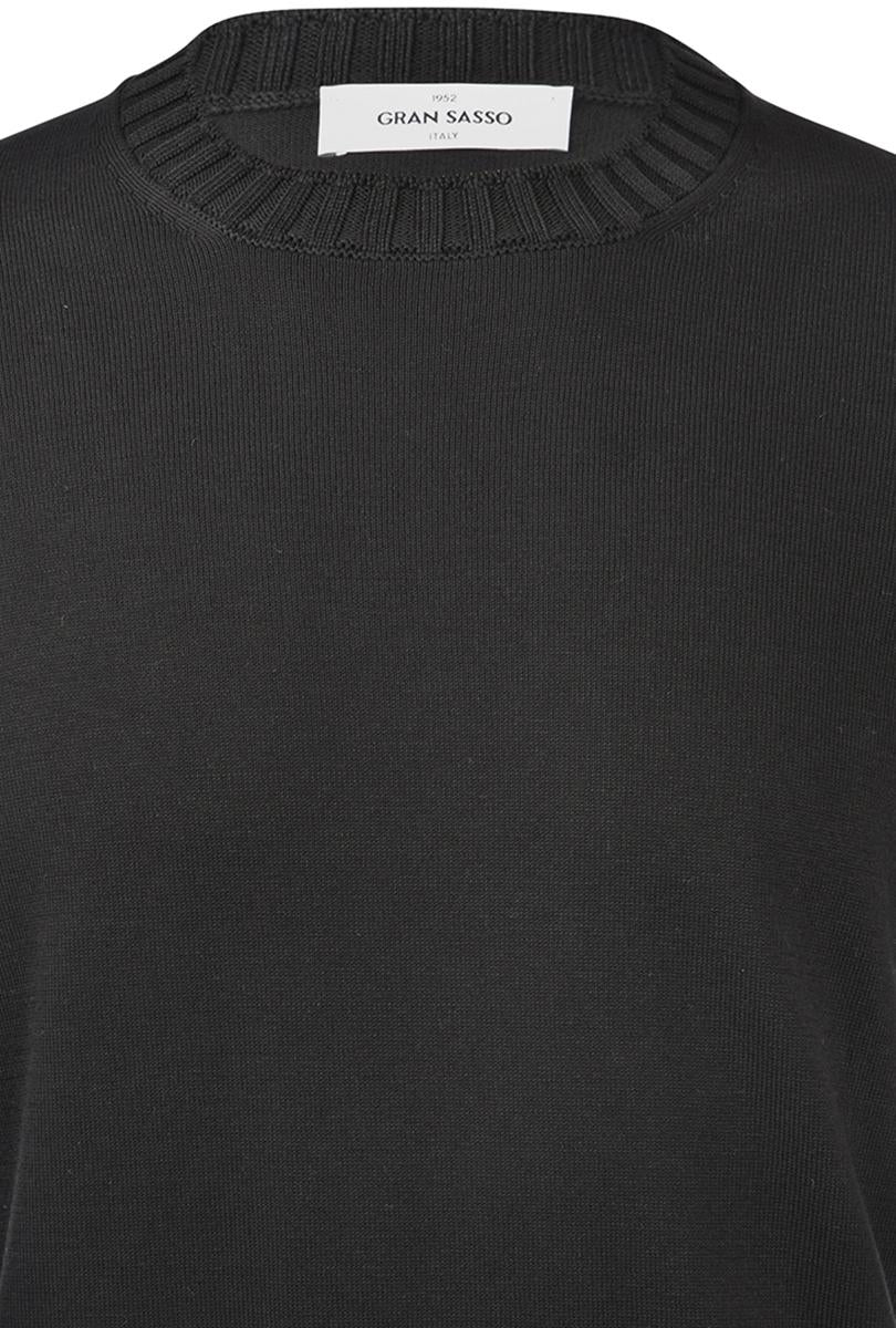 T-shirt in maglia con collo a coste nero  57188/18163 099 GRAN SASSO 