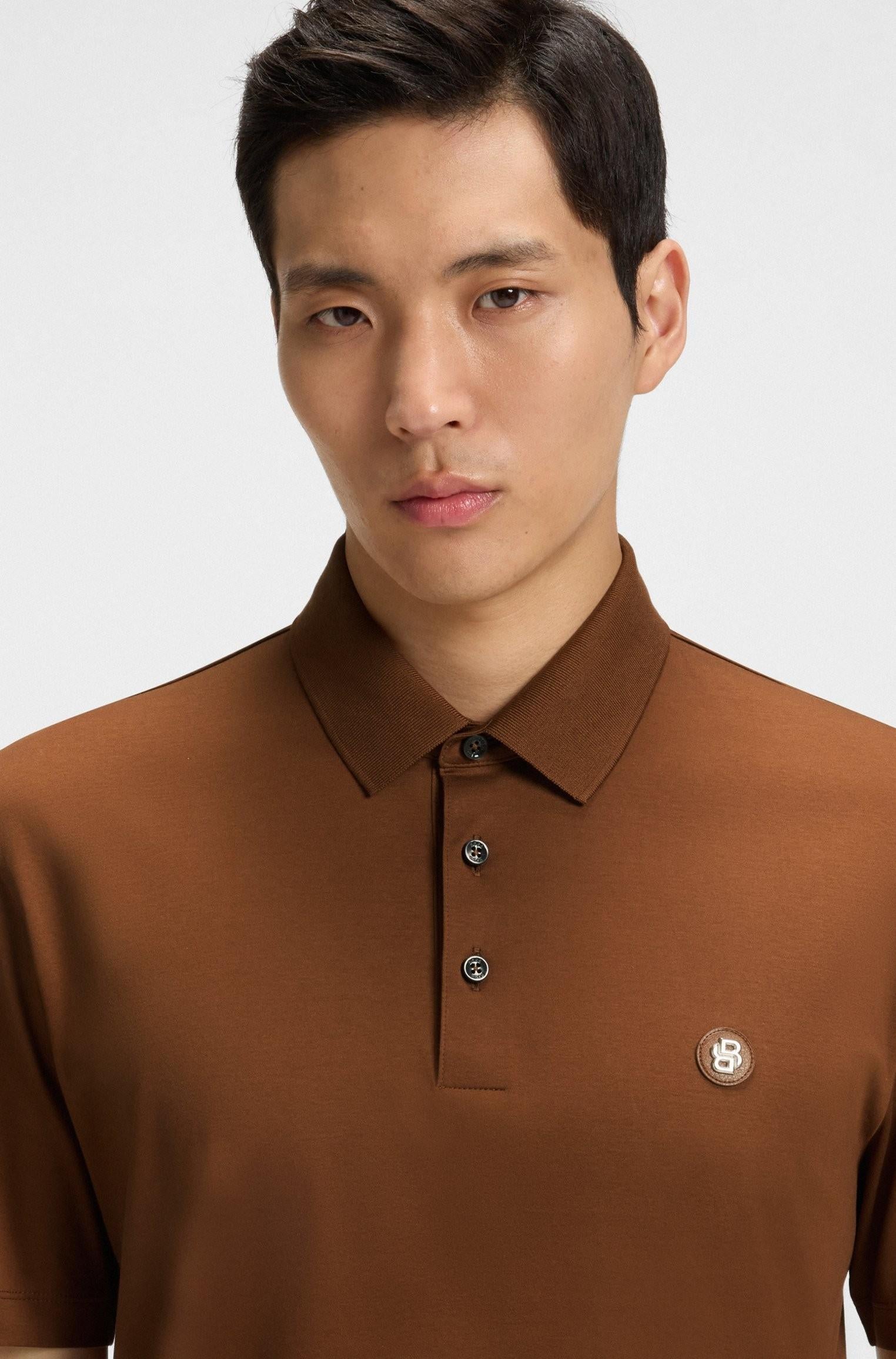 Polo in cotone mercerizzato con doppio monogramma 50520297 217 BOSS 