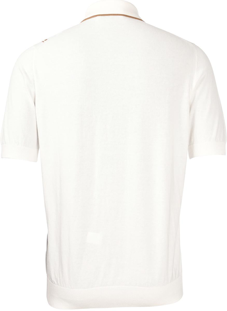 Camicia in maglia a righe cotone organico bianco marrone 59135/18041 005 GRAN SASSO 