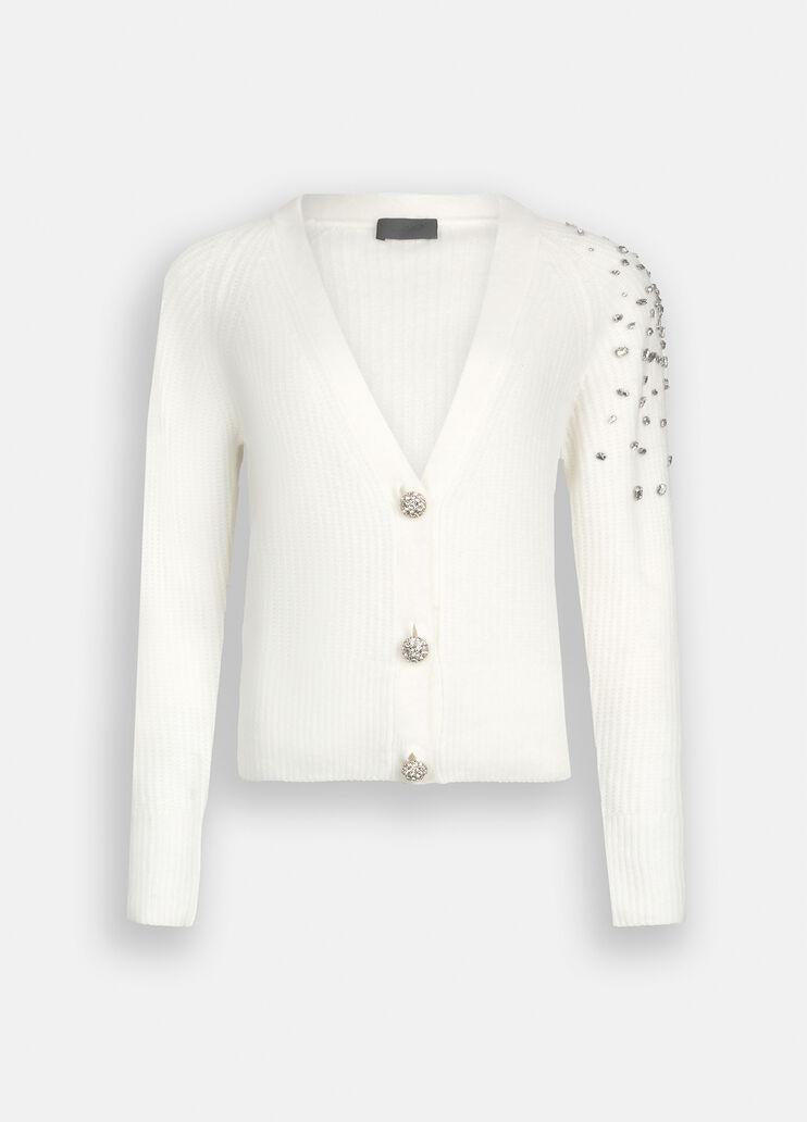 Cardigan in lana con ricami gioiello CF5149MA74Q X0256 LIU JO BLACK 