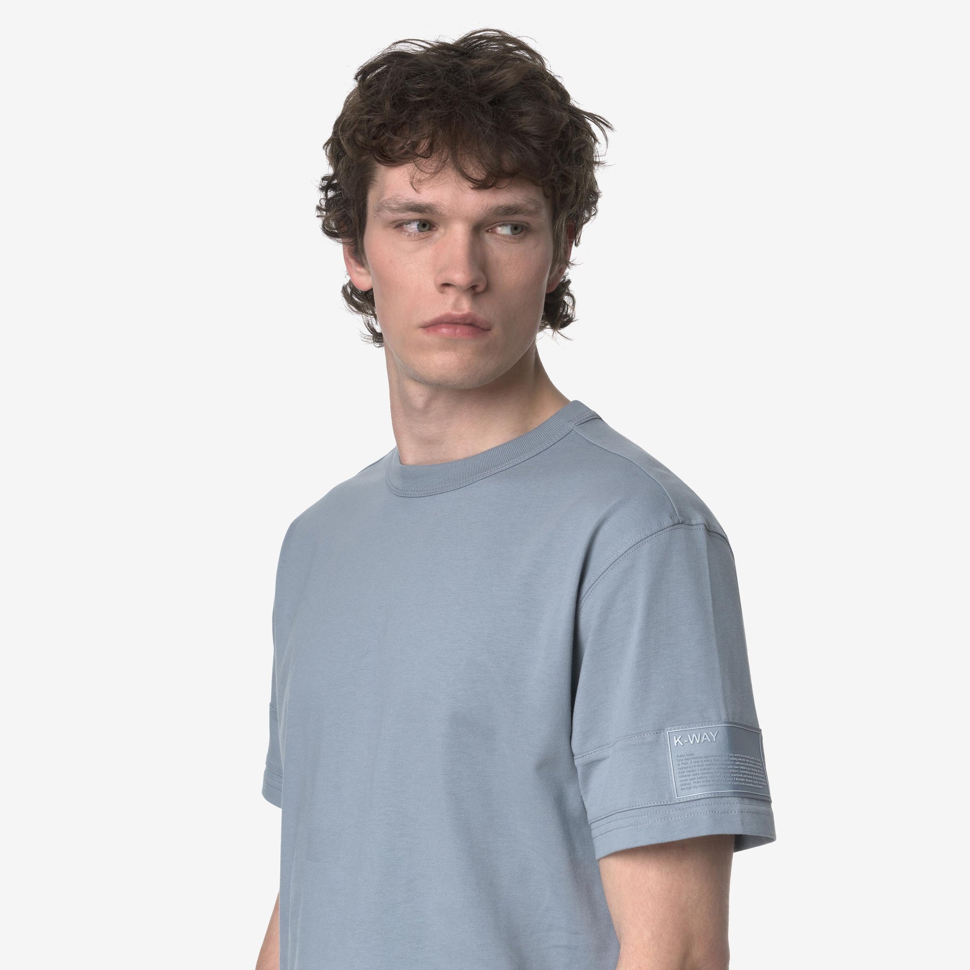 T-shirt casual da uomo in cotone grigio K2135KW WA9 K-WAY 