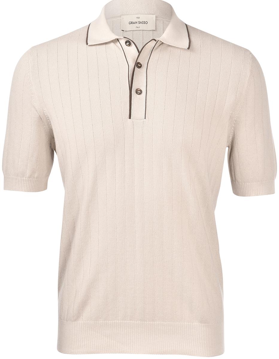 Polo in maglia a coste organic cotton beige 57170/18047 012 GRAN SASSO 