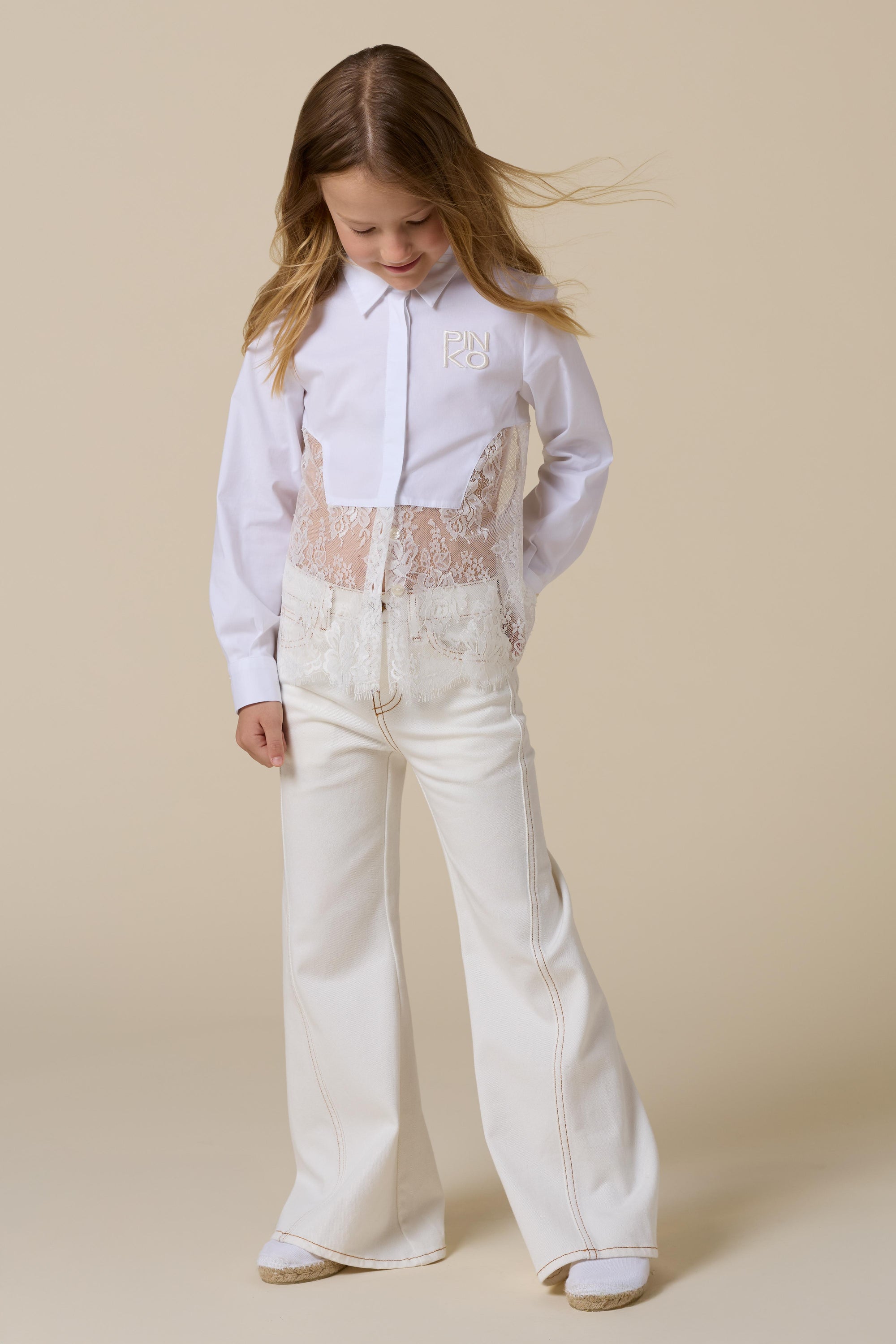 Jeans flared bianco Pinko kids KFPA055CDS061 0994 PINKO 