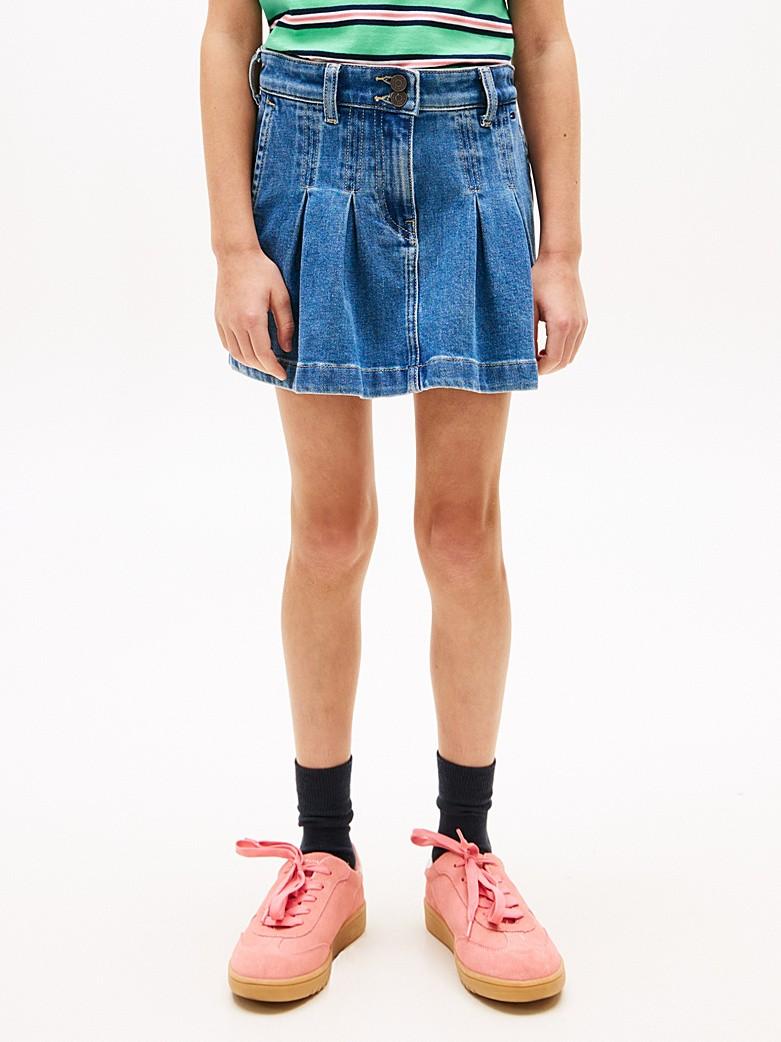 Gonna in denim con pieghe KG0KG09251T 1BK TOMMY HILFIGER 