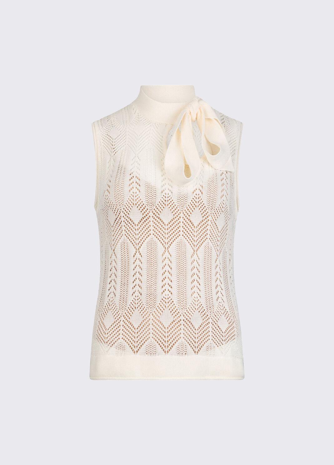 Top in maglia con fiocco WA6329MS007 10701 LIU JO WHITE1 