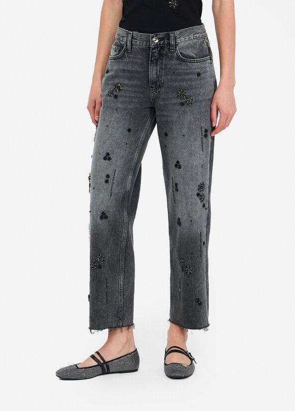 Jeans straight con strass UF5115D4854 87455 LIU JO BLUE DENIM 