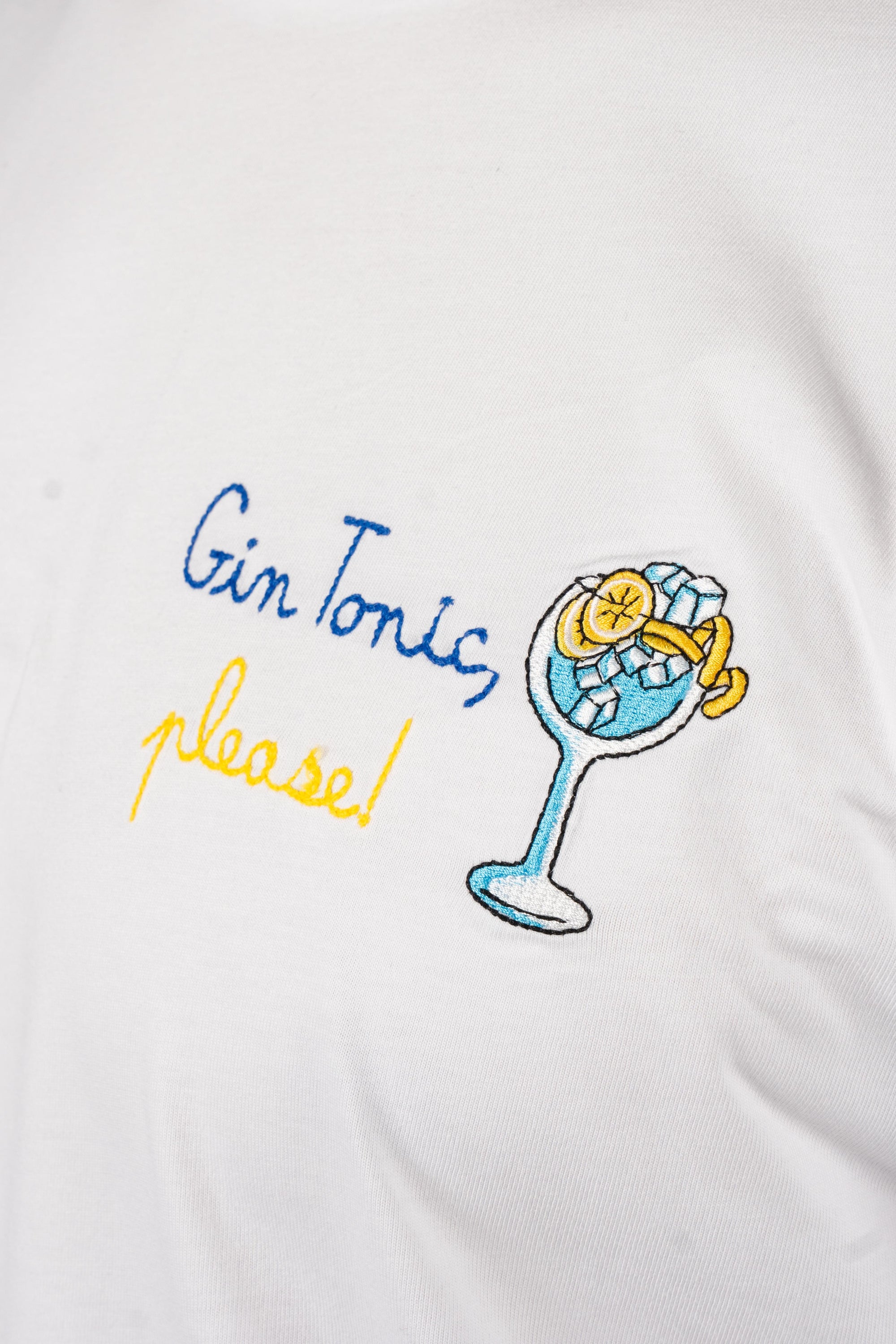 T-shirt Portofino bianca con ricamo "Gin tonic please!" POT0001 04462L MC2 SAINT BARTH 