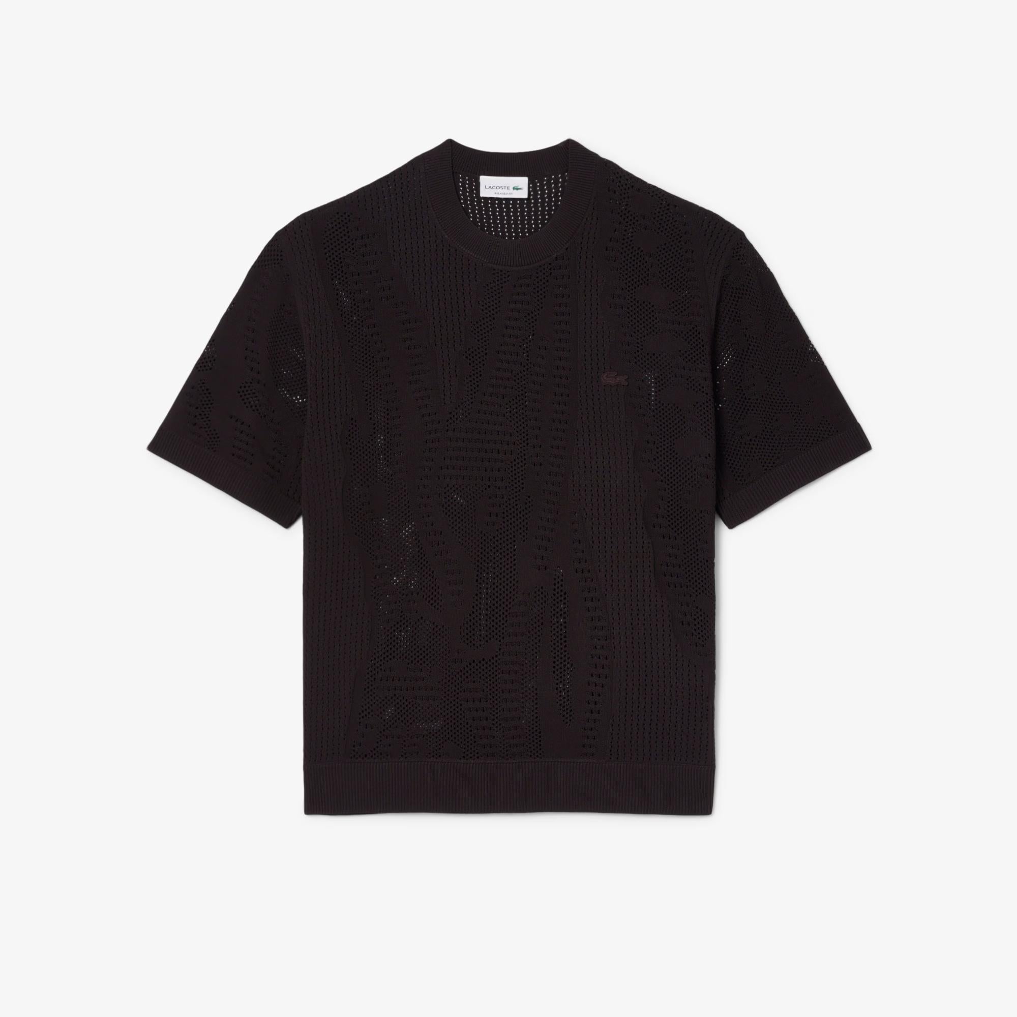 Maglione stampato a maniche corte relaxed fit AH0797 3LA LACOSTE 