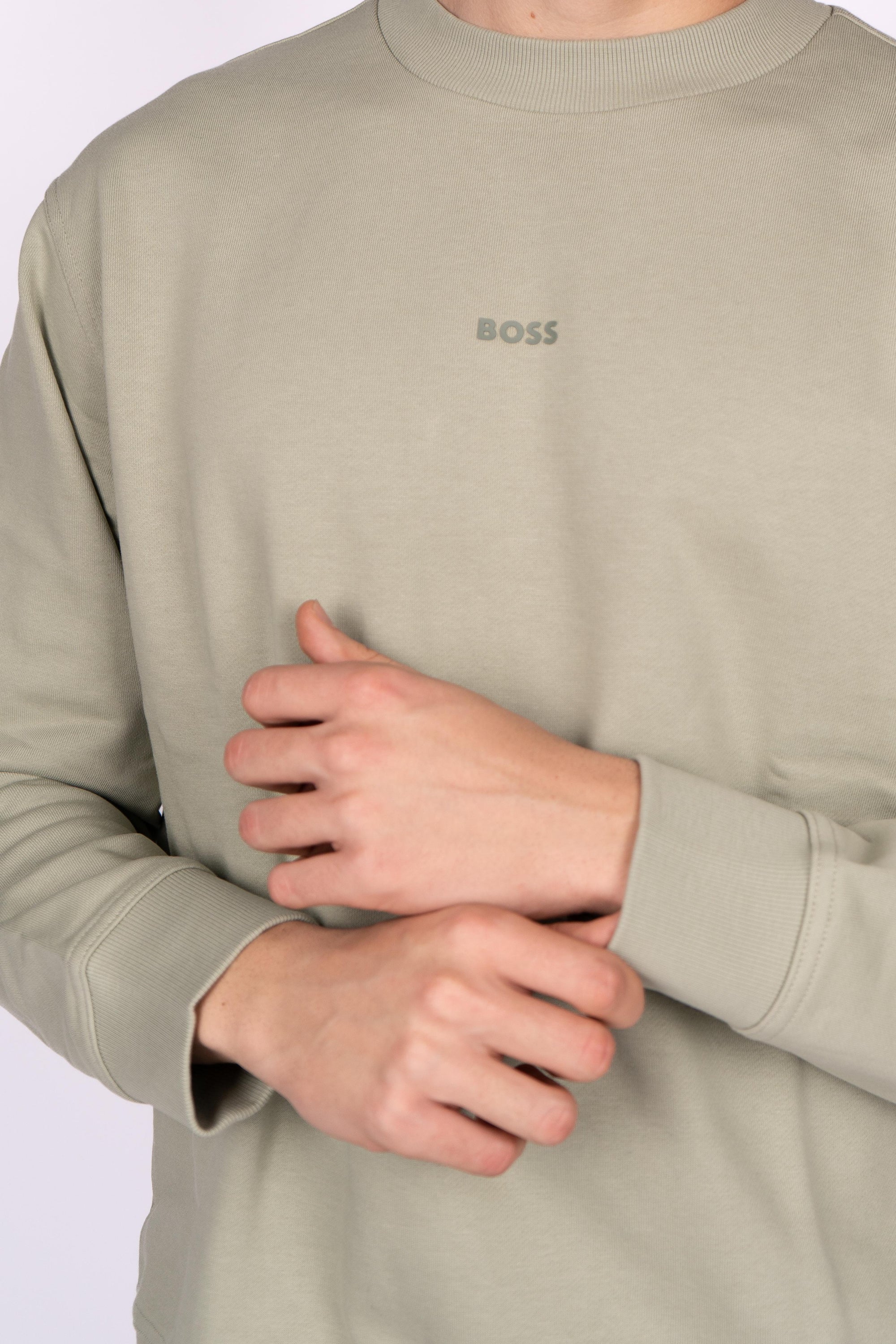 Felpa relaxed fit in terry di cotone con logo a contrasto 50514541 370 BOSS 