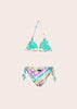 Bikini Bambina Triangolo con Slip Regolabile Fantasia verde acqua