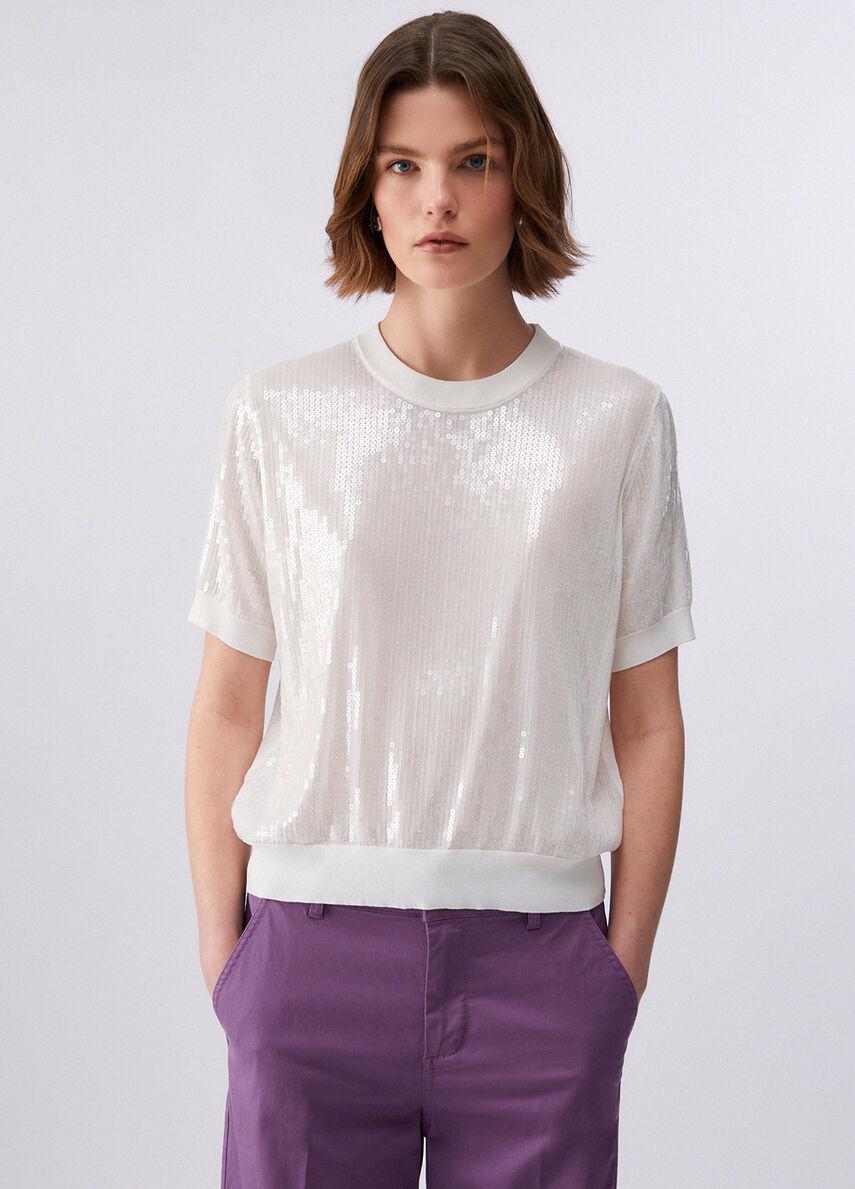 Top con paillettes WA6216MA68R P9691 LIU JO WHITE1 