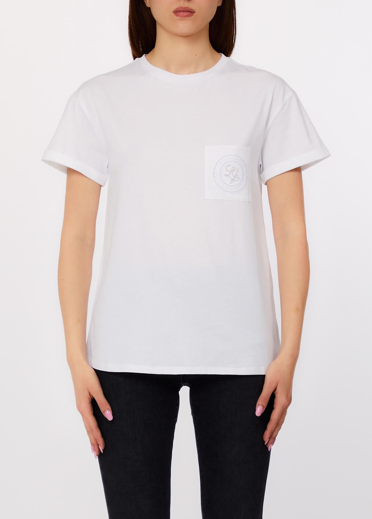 T-shirt con tasca gioiello WA6372JS923 P9333 LIU JO WHITE1 