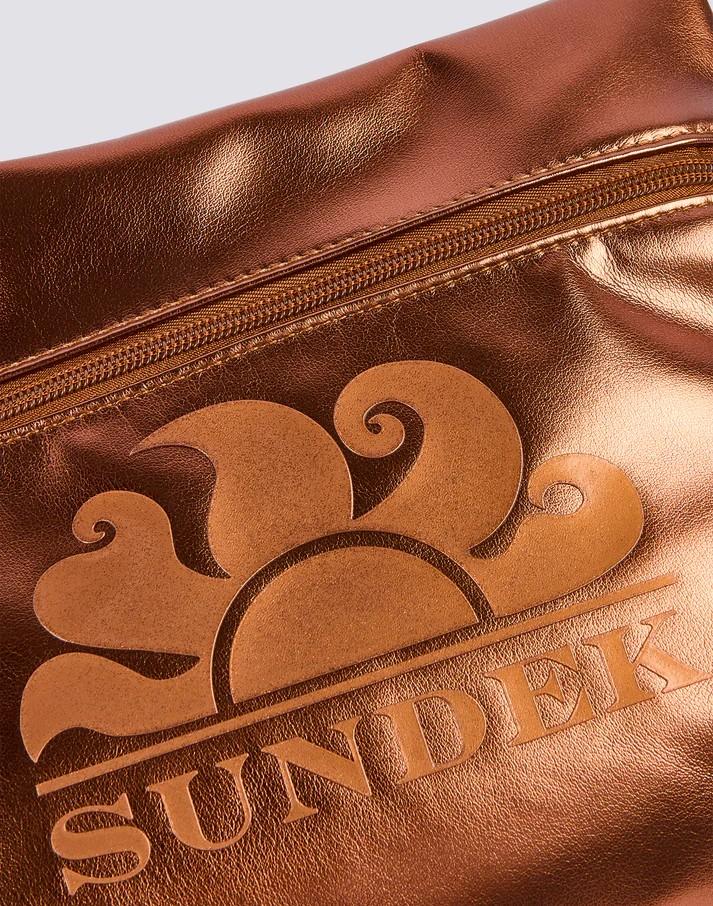 Borsa clutch laminata con logo AW416ABPU7LA B0300 SUNDEK 