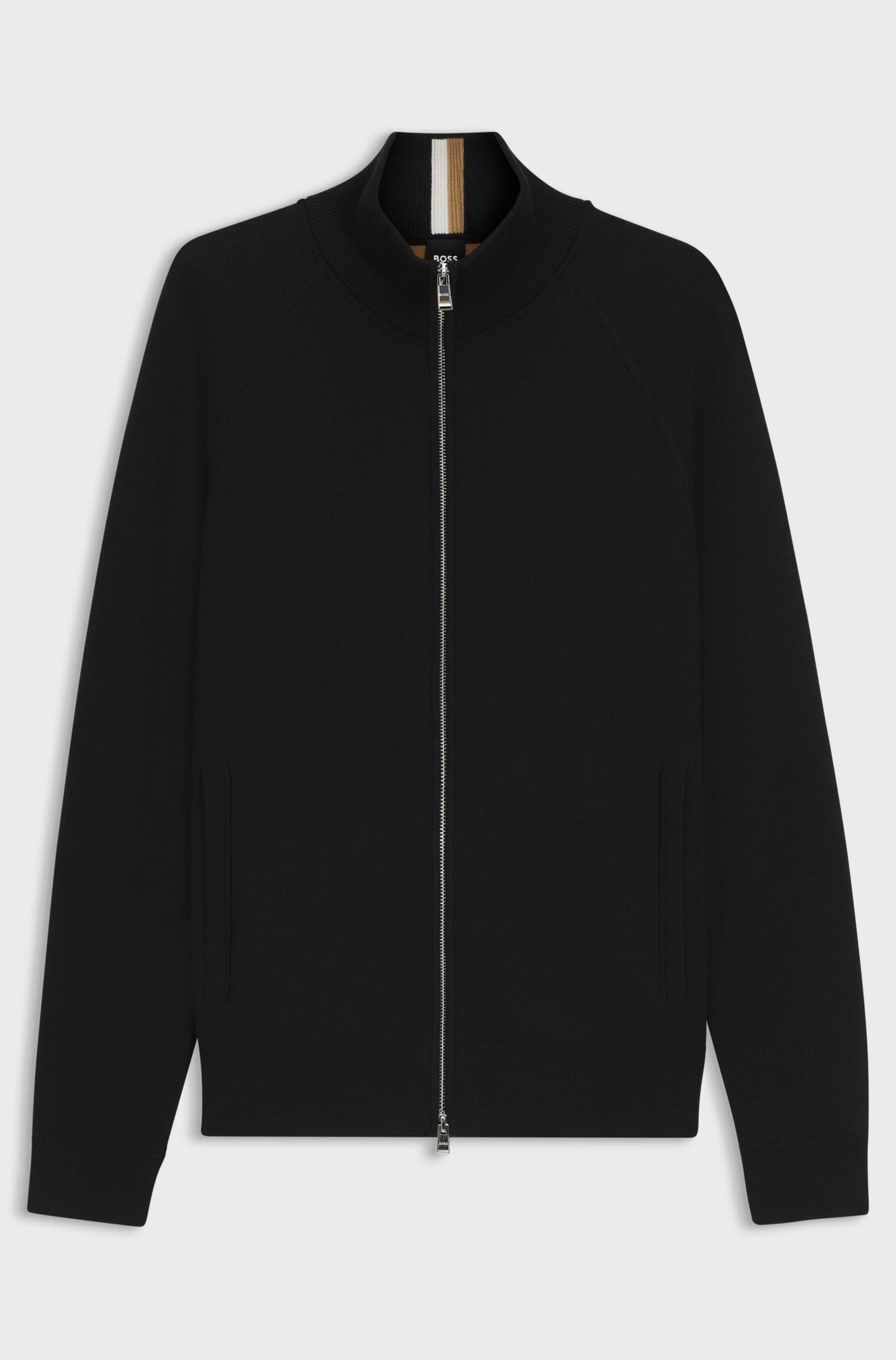 Cardigan in cotone e lana vergine con zip 50543150 001 BOSS 