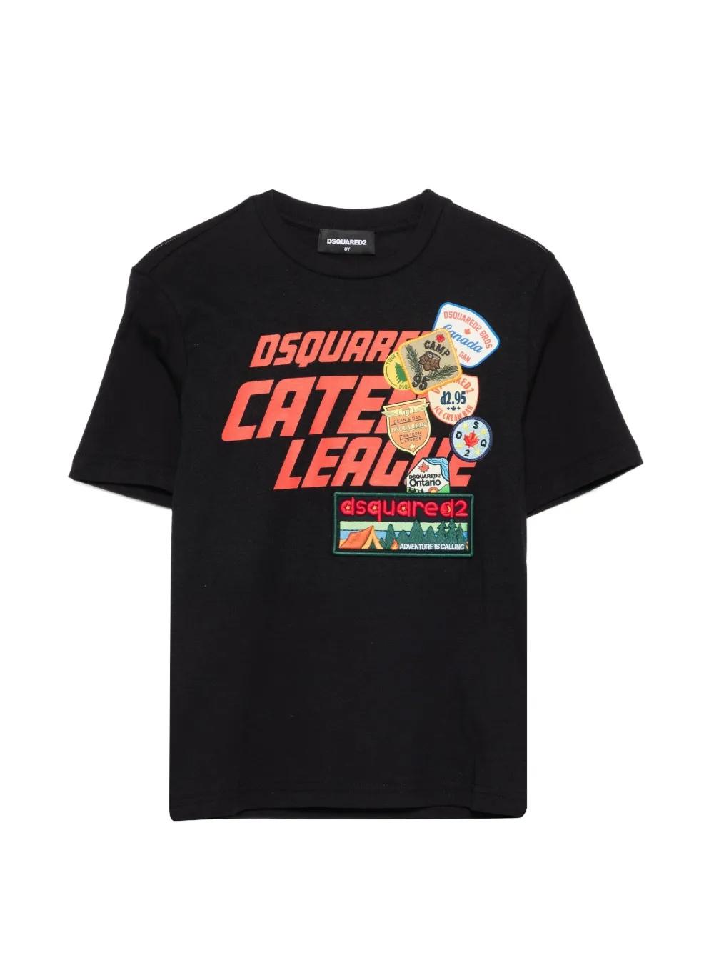 T-shirt con logo e applicazioni patch DQ3165D0ACD DQ900 DSQUARED2 