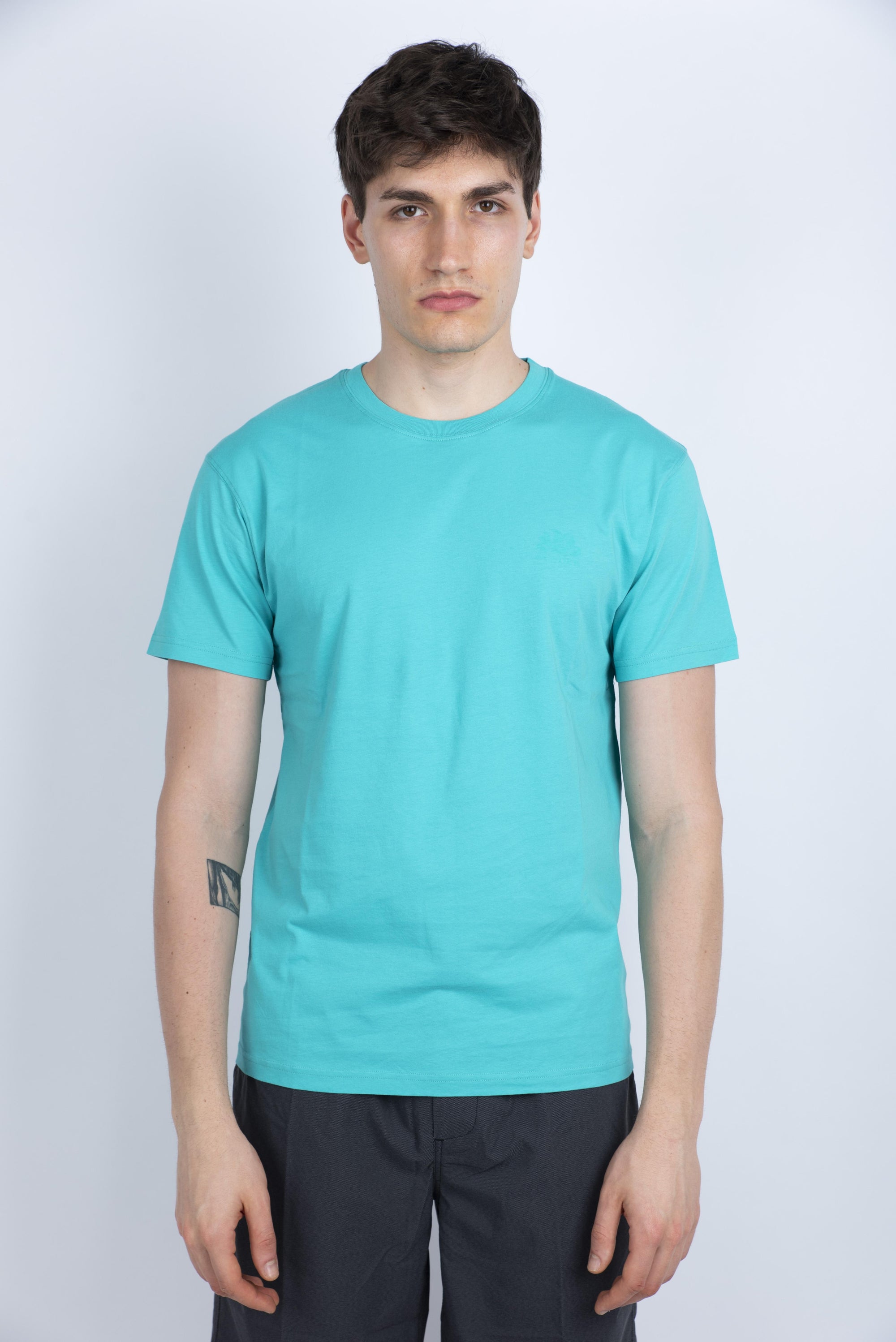 T-shirt girocollo con logo azzurro M129TEJ78OT A5700 SUNDEK 