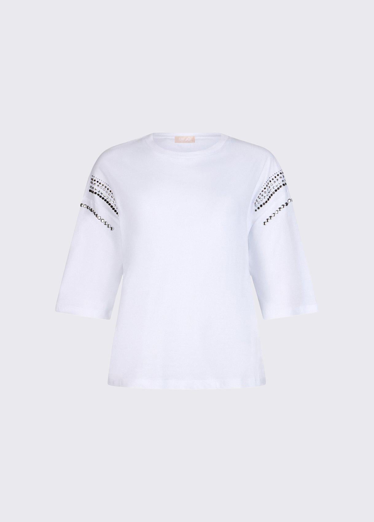 T-shirt con applicazioni WA6128JS904 P9319 LIU JO WHITE1 
