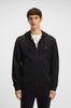 Felpa con cappuccio in terry di cotone con zip e toppa con logo tono su tono