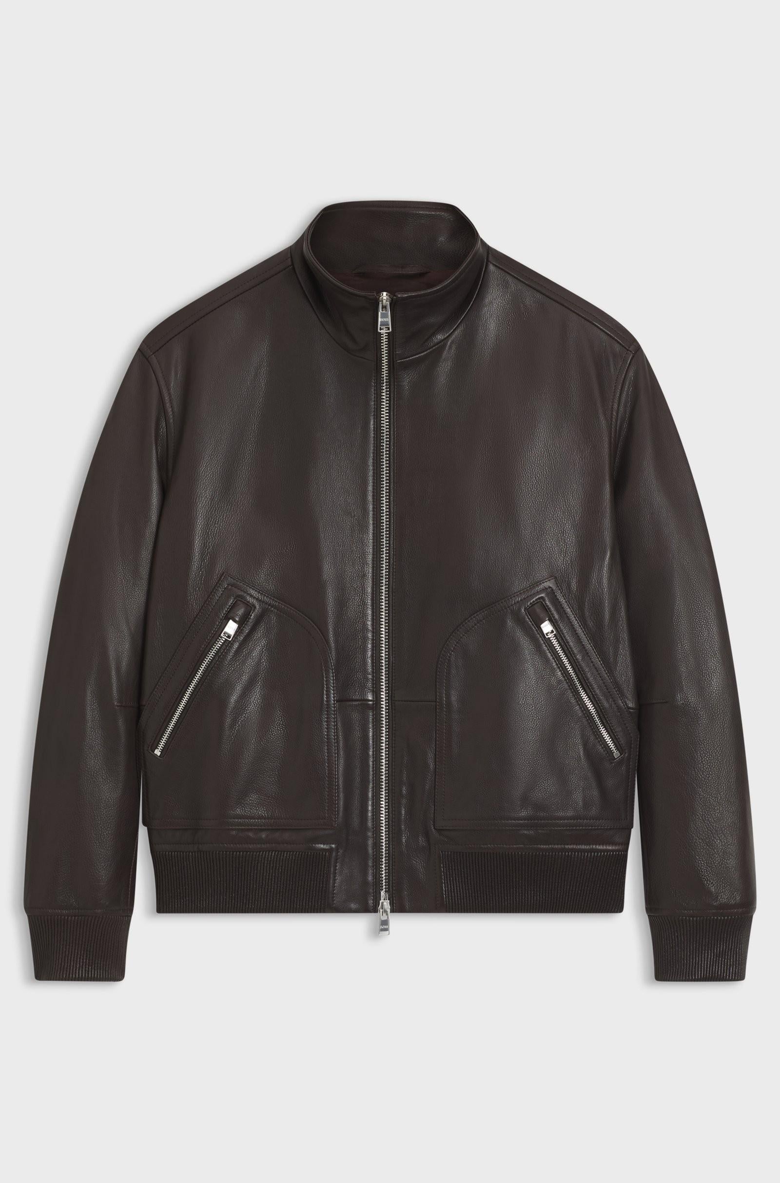 Giubbotto in nappa con zip doppia 50547589 202 BOSS 