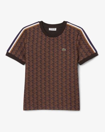 T-shirt slim fit jacquard con monogramma viola/marrone TF3244 9I4 LACOSTE 