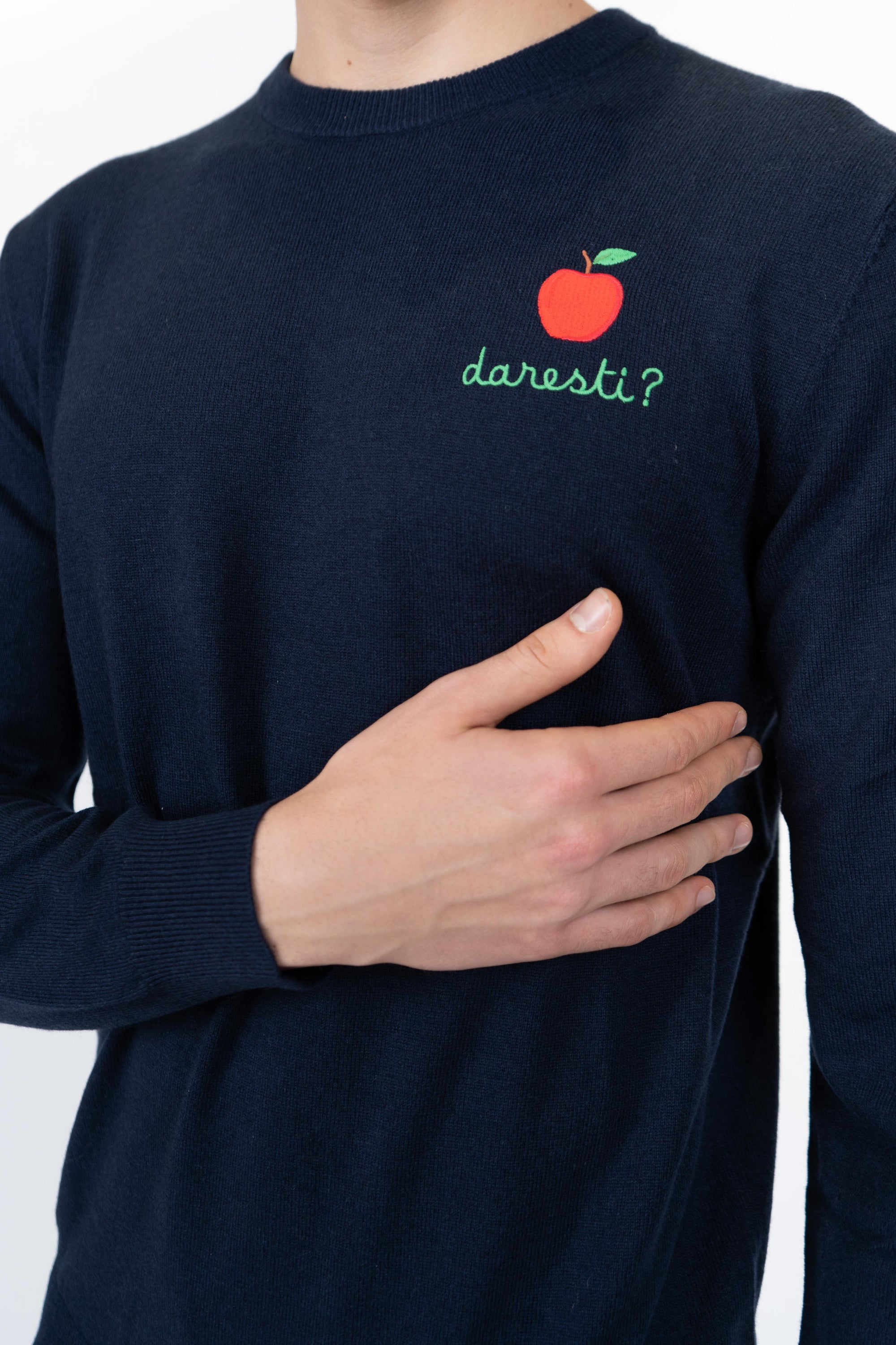 Maglione a girocollo Heron Light con ricamo Mela HER0024 03476I MC2 SAINT BARTH 