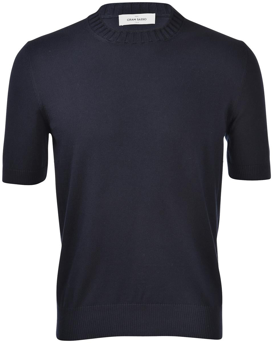 T-shirt in maglia con collo a coste navy 57188/18163 598 GRAN SASSO 