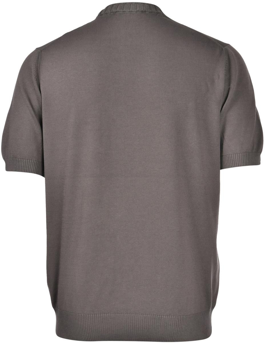 T-shirt in maglia con collo a coste grigio 57188/18163 095 GRAN SASSO 
