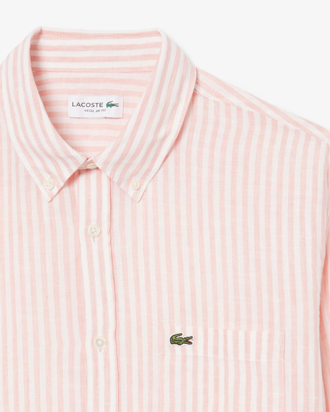 Camicia di lino a righe regular fit CH6985 TIM LACOSTE 