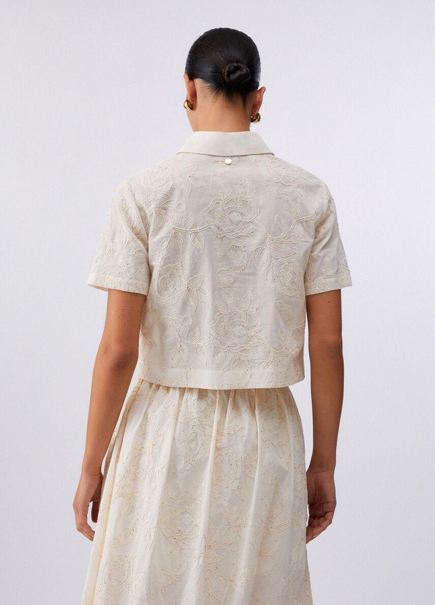 Camicia con ricami e paillettes WA6508T472A P9417 LIU JO WHITE1 