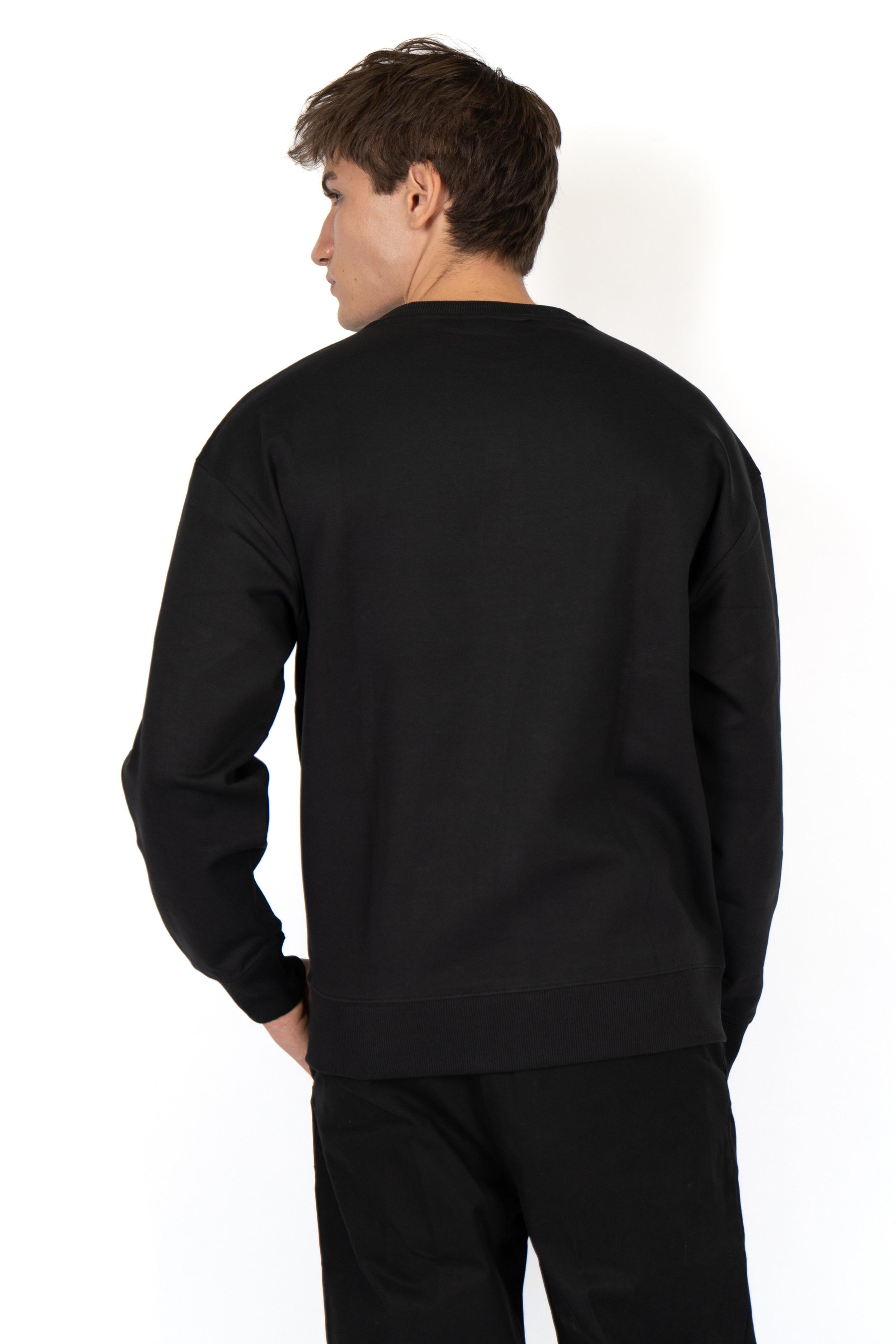 Felpa in misto cotone con targhetta con logo scomposto 50533689 002 HUGO 