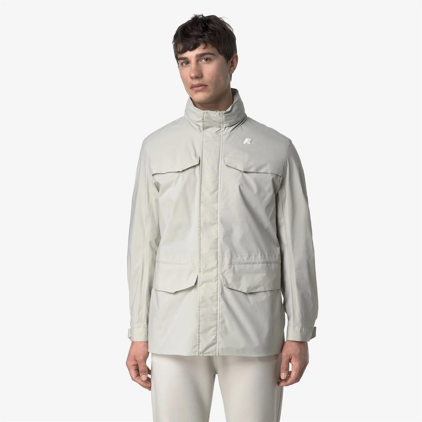 Giacca da uomo beige in nylon elasticizzato resistente alle intemperie K8135HW 634 K-WAY 