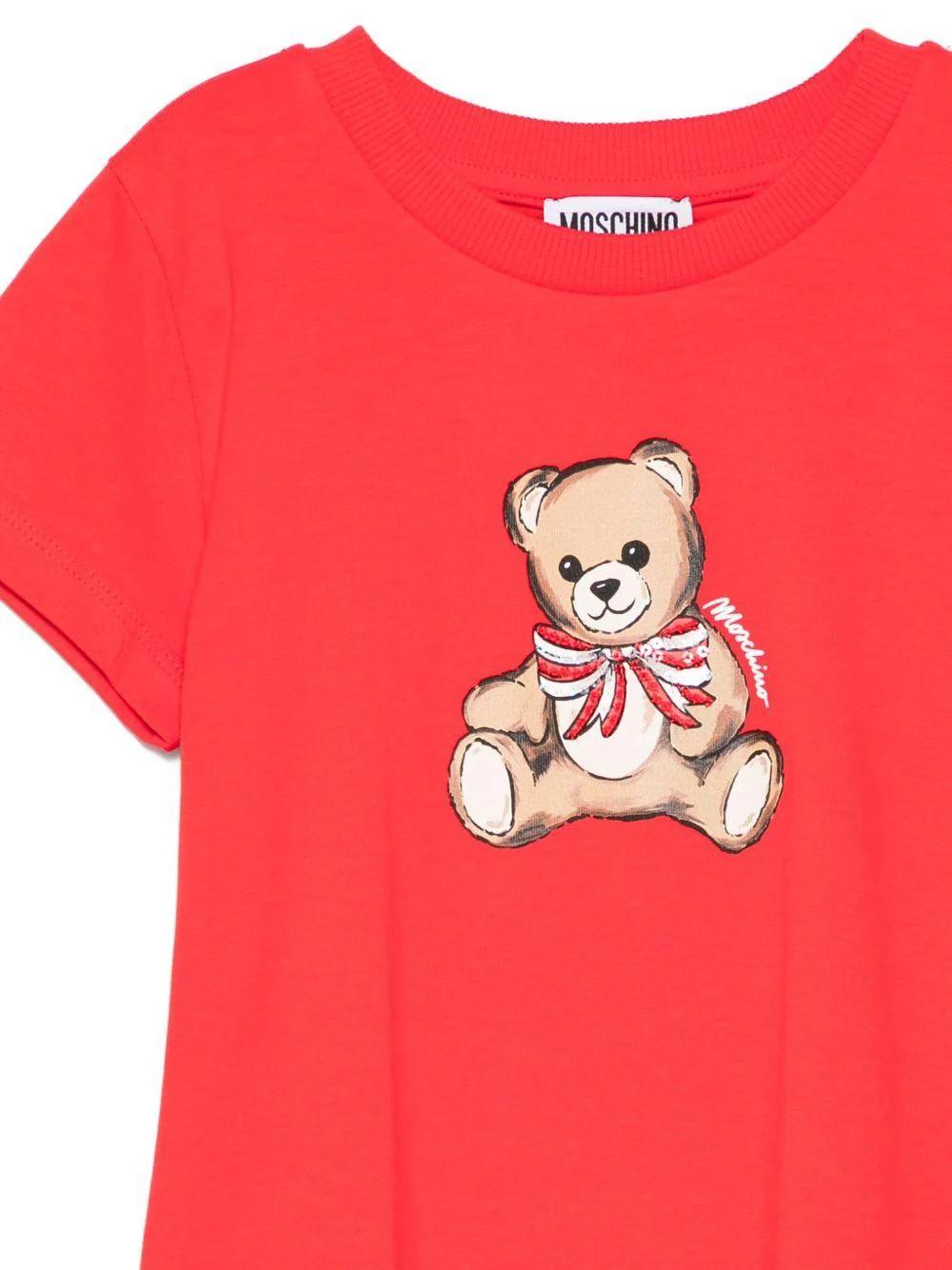 T-shirt con stampa teddy HCM06KLBA11 50109A MOSCHINO KID 