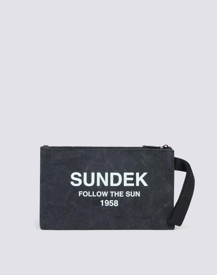 Pochette in cotone canvas stone washed nero AW716ABCV500 00400 SUNDEK 