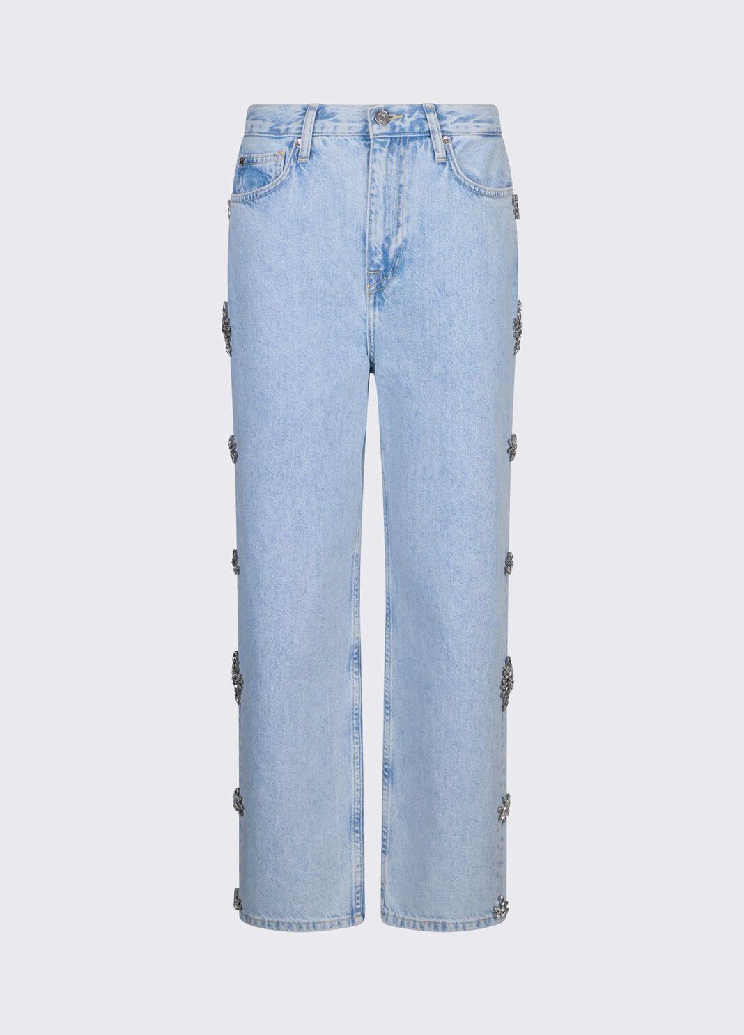 Jeans straight con ricami gioiello UA6196D4854 79019 LIU JO BLUE DENIM 