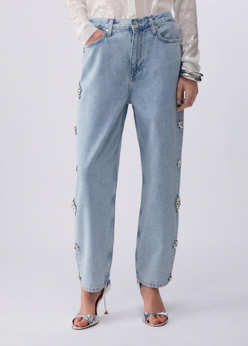 Jeans straight con ricami gioiello UA6196D4854 79019 LIU JO BLUE DENIM 